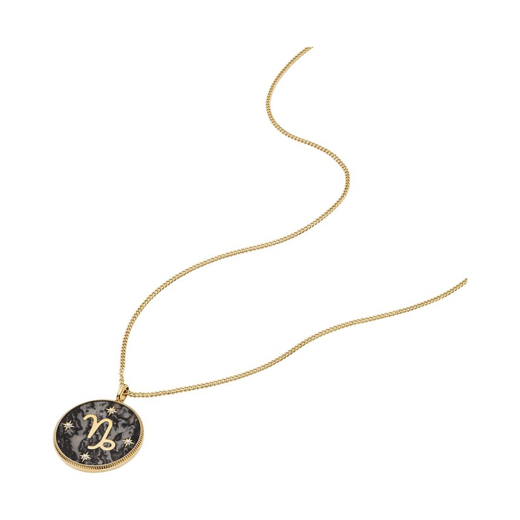 Fossil Written in the Stars Gray Capricorn Necklace JF04847710