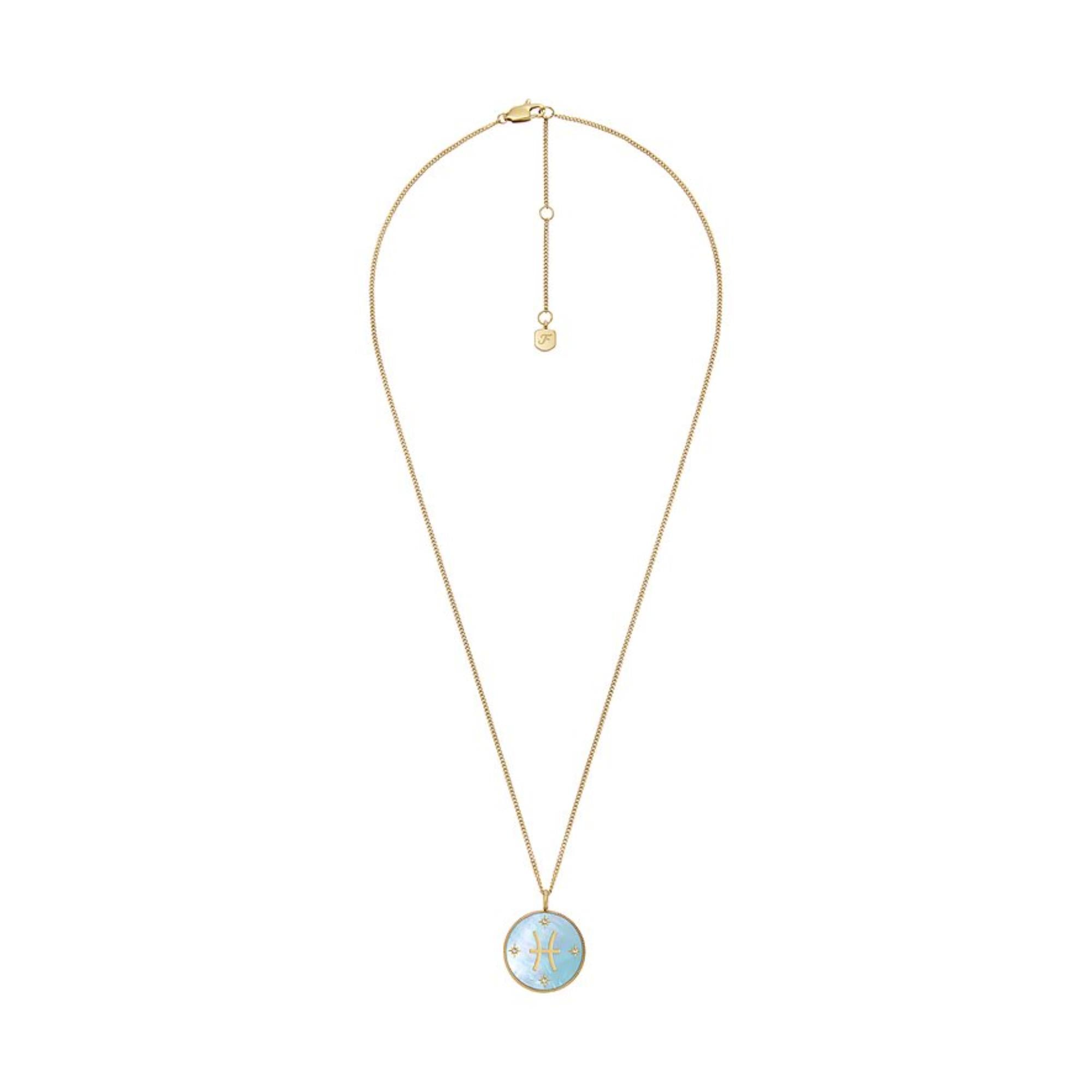 Fossil Written in the Stars Gold-Tone Stainless Steel Green Mother-of-Pearl Pisces Pendant Ladies Necklace JF04848710 - WatchNation