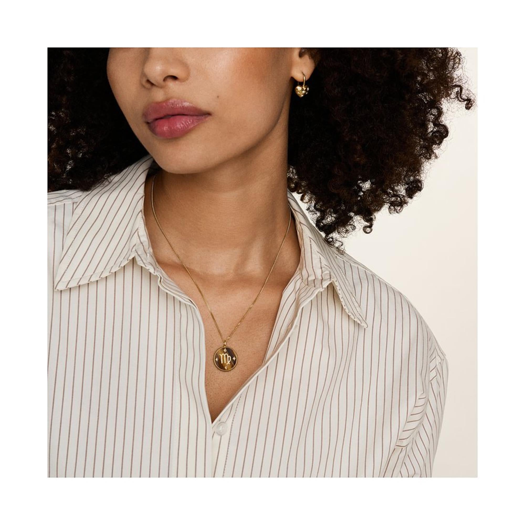 Fossil Written in the Stars Tiger's Eye Virgo Pendant Ladies Necklace JF04843710