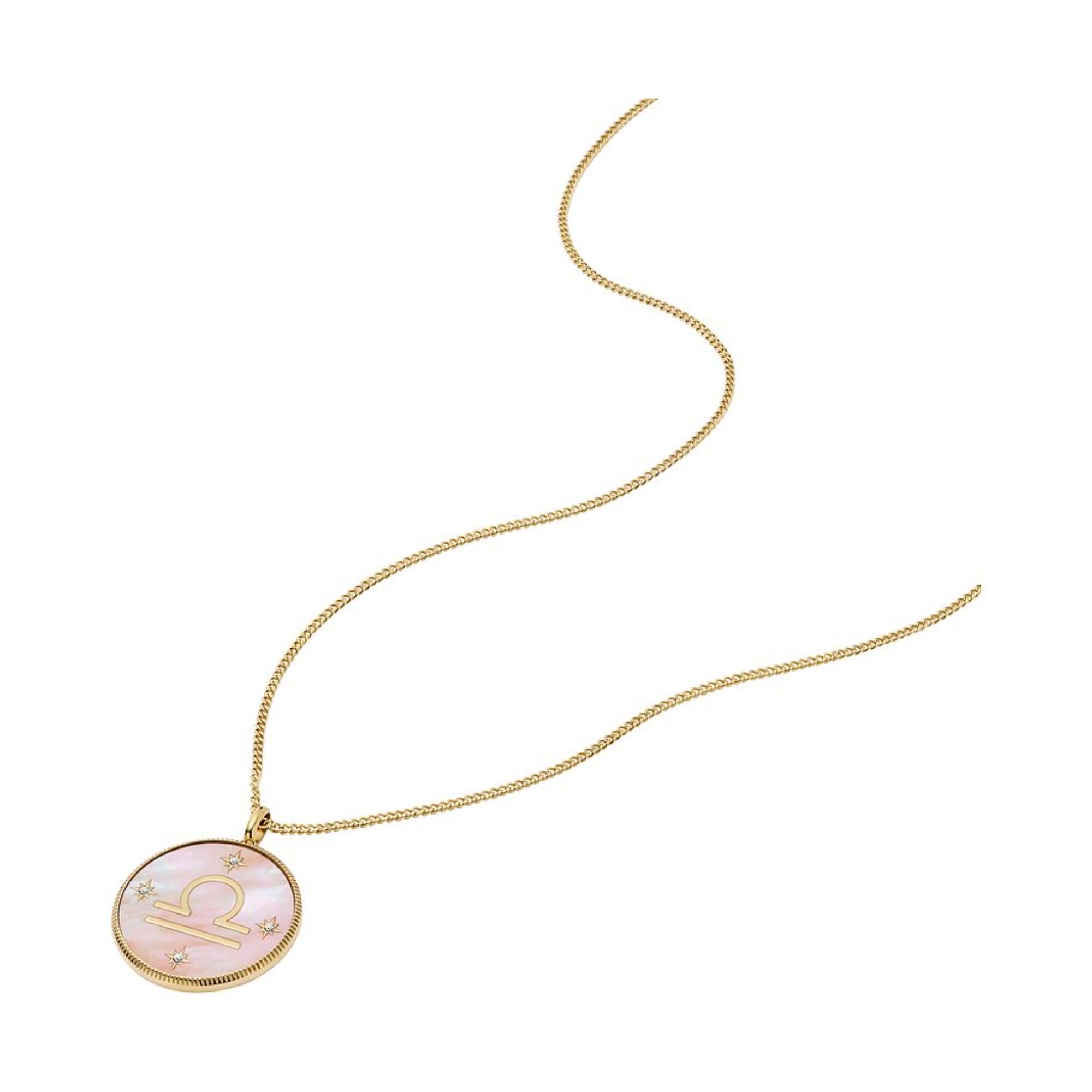 Fossil Written in the Stars Rosa Perlmutt Waage Anhänger Damenkette JF04844710