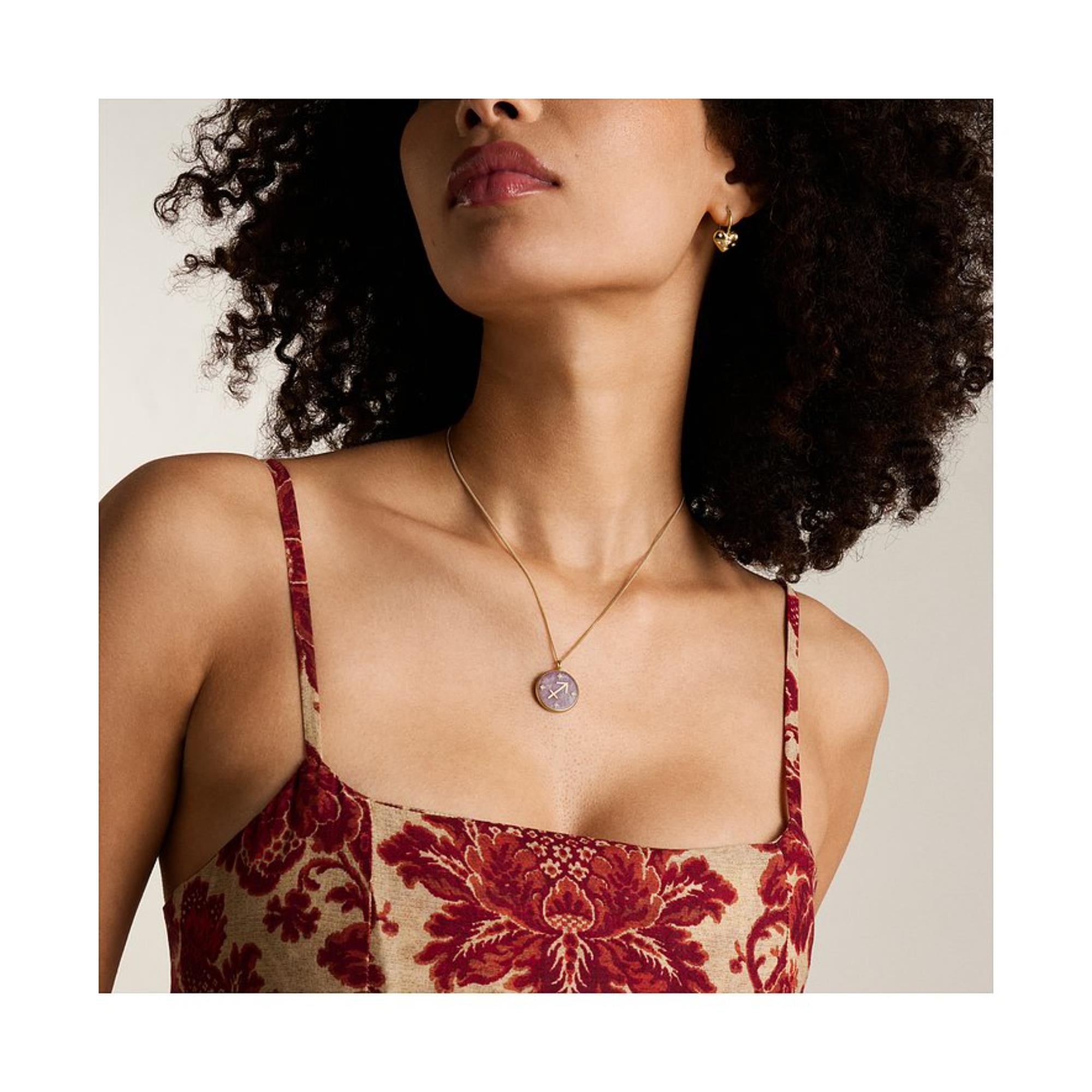 Fossil Written in the Stars Purple Amethyst Sagittarius Pendant Ladies Necklace JF04846710