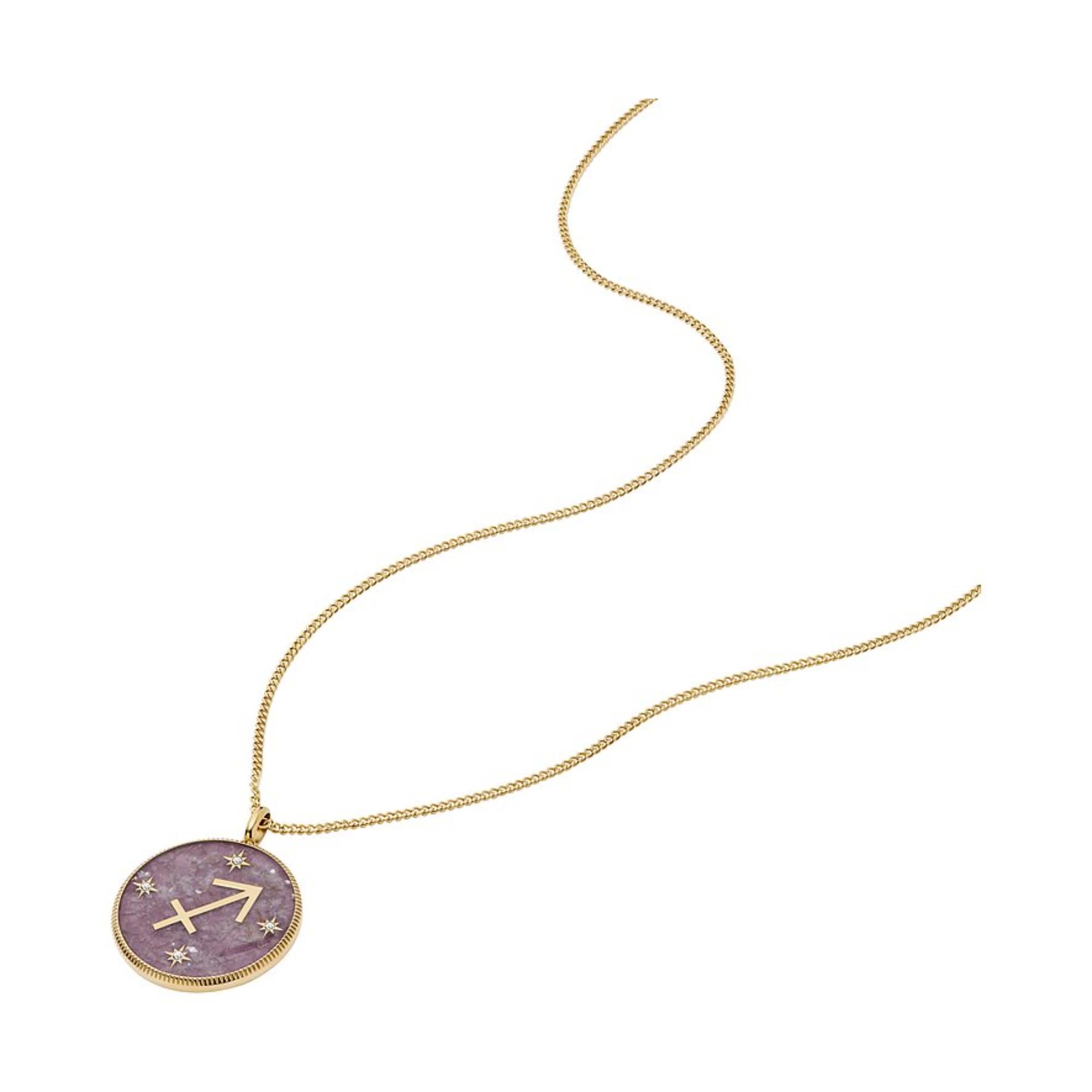 Fossil Written in the Stars Purple Amethyst Sagittarius Pendant Ladies Necklace JF04846710