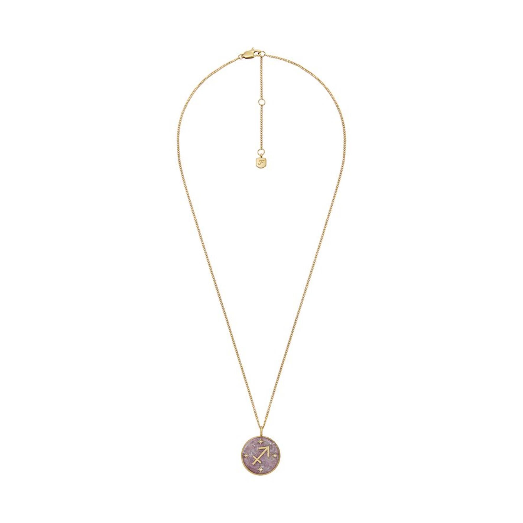 Fossil Written in the Stars Purple Amethyst Sagittarius Pendant Ladies Necklace JF04846710