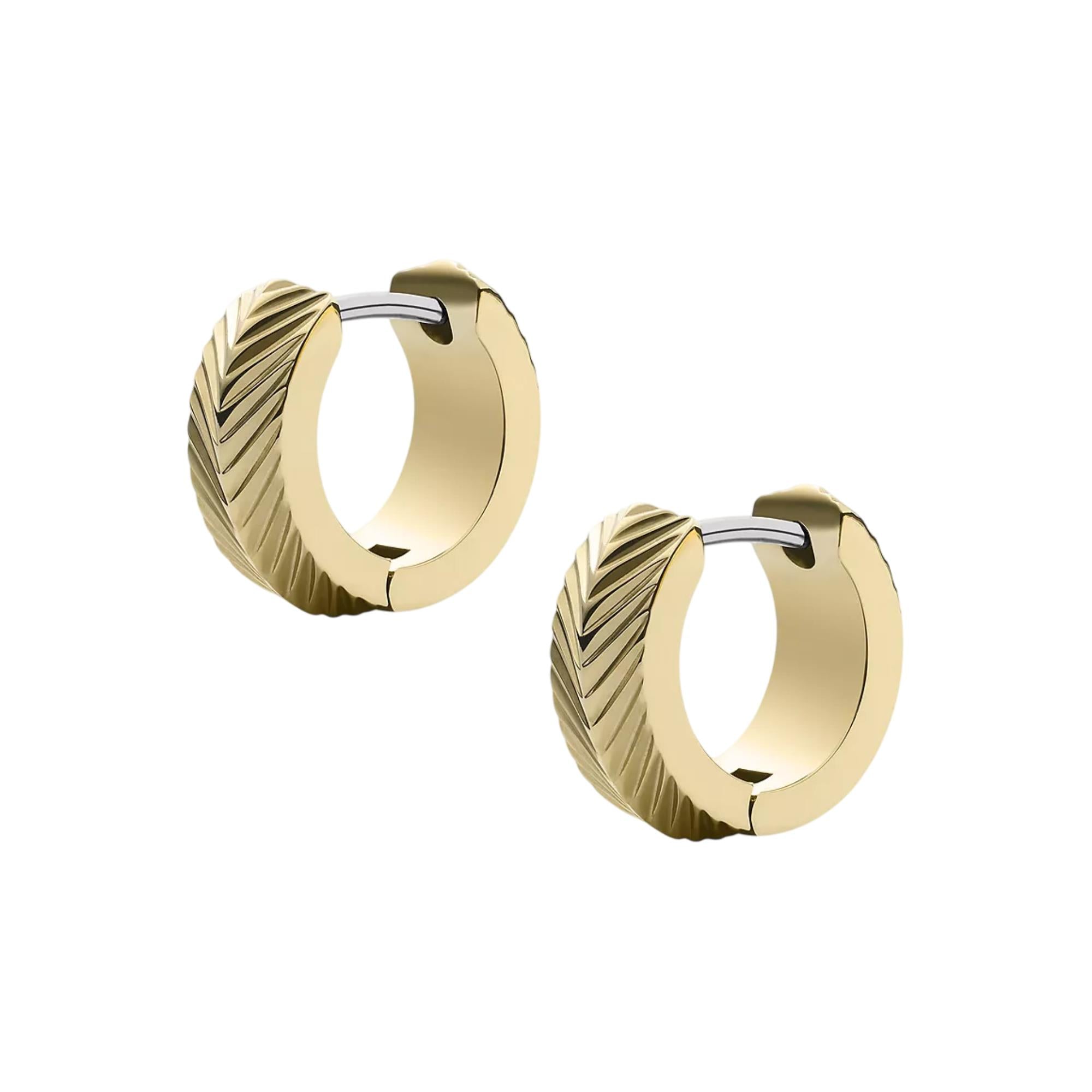 Fossil Harlow Lineare Textur Huggie Hoop Damen Ohrringe JF04116710