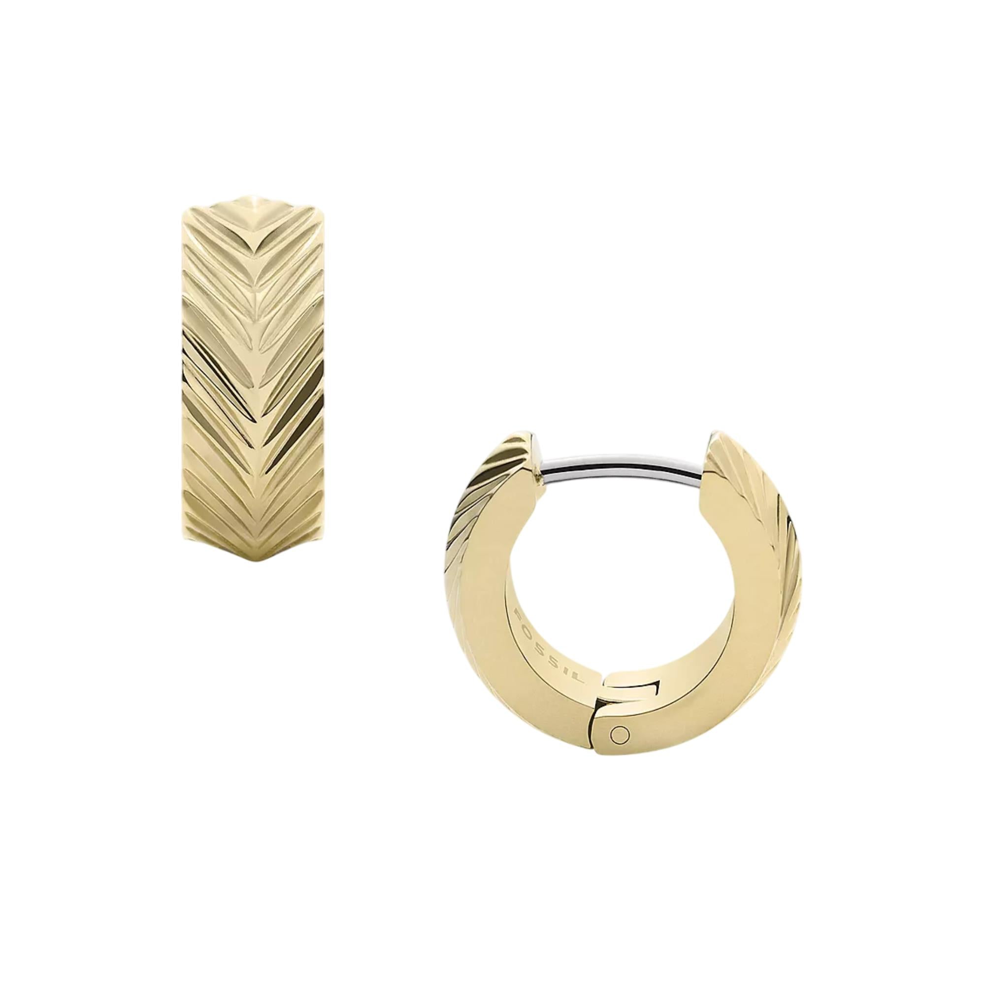 Fossil Harlow Lineare Textur Huggie Hoop Damen Ohrringe JF04116710