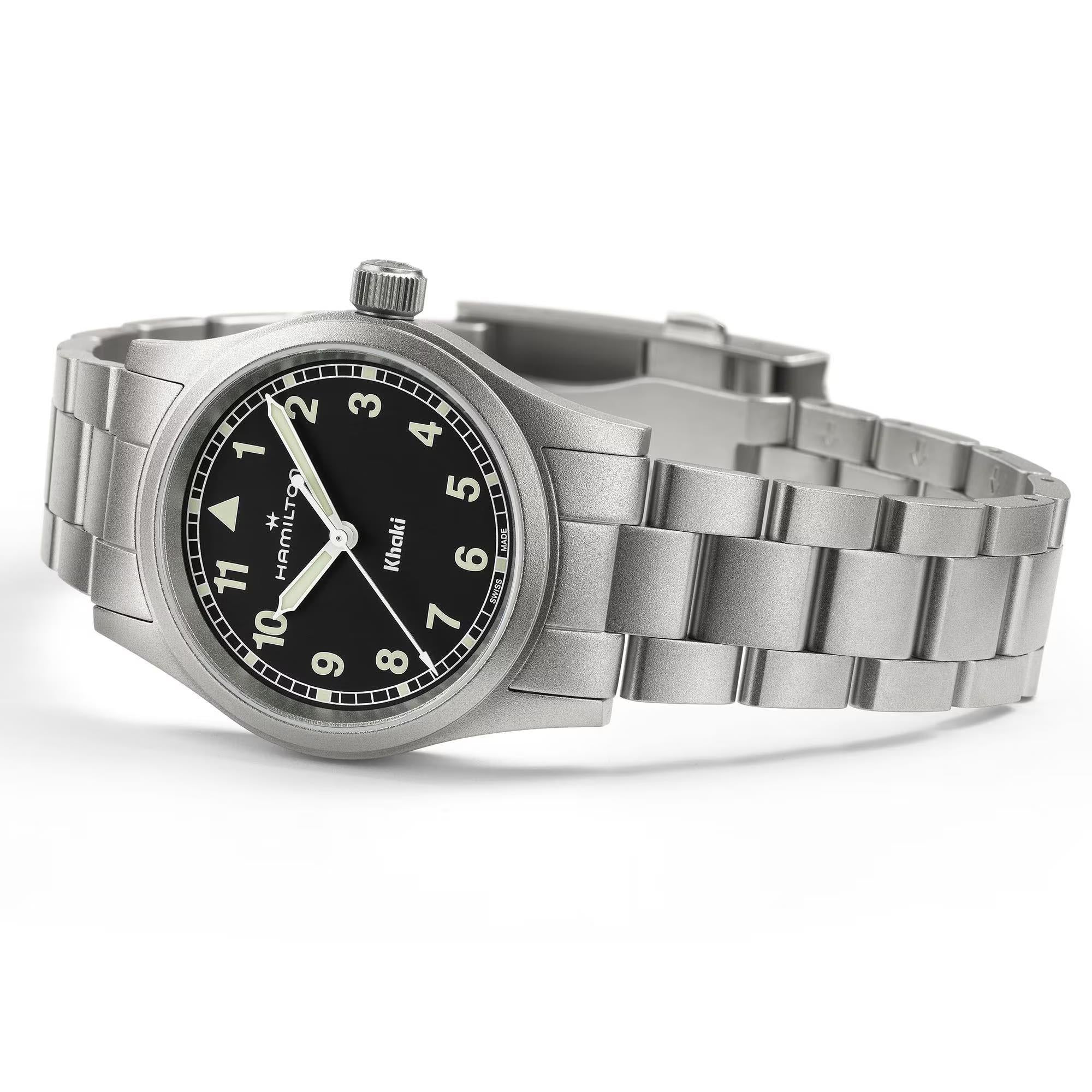 Hamilton Khaki Field 33mm black dial steel bracelet ladies quartz watch H69301130