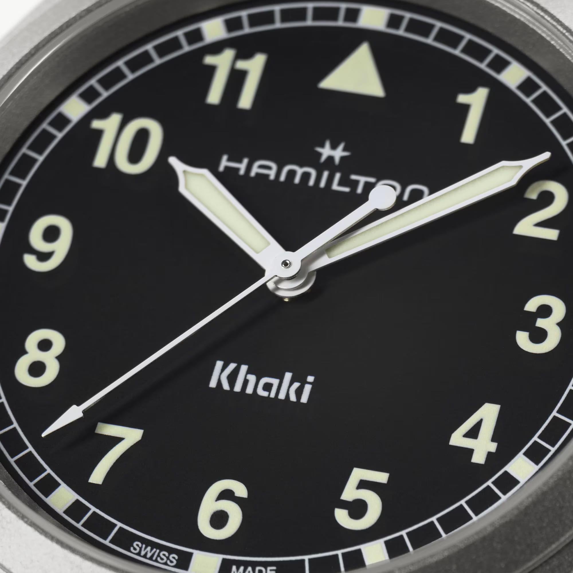 Hamilton Khaki Field 38mm Schwarzes Zifferblatt Stahl Quarz Uhr H69401130