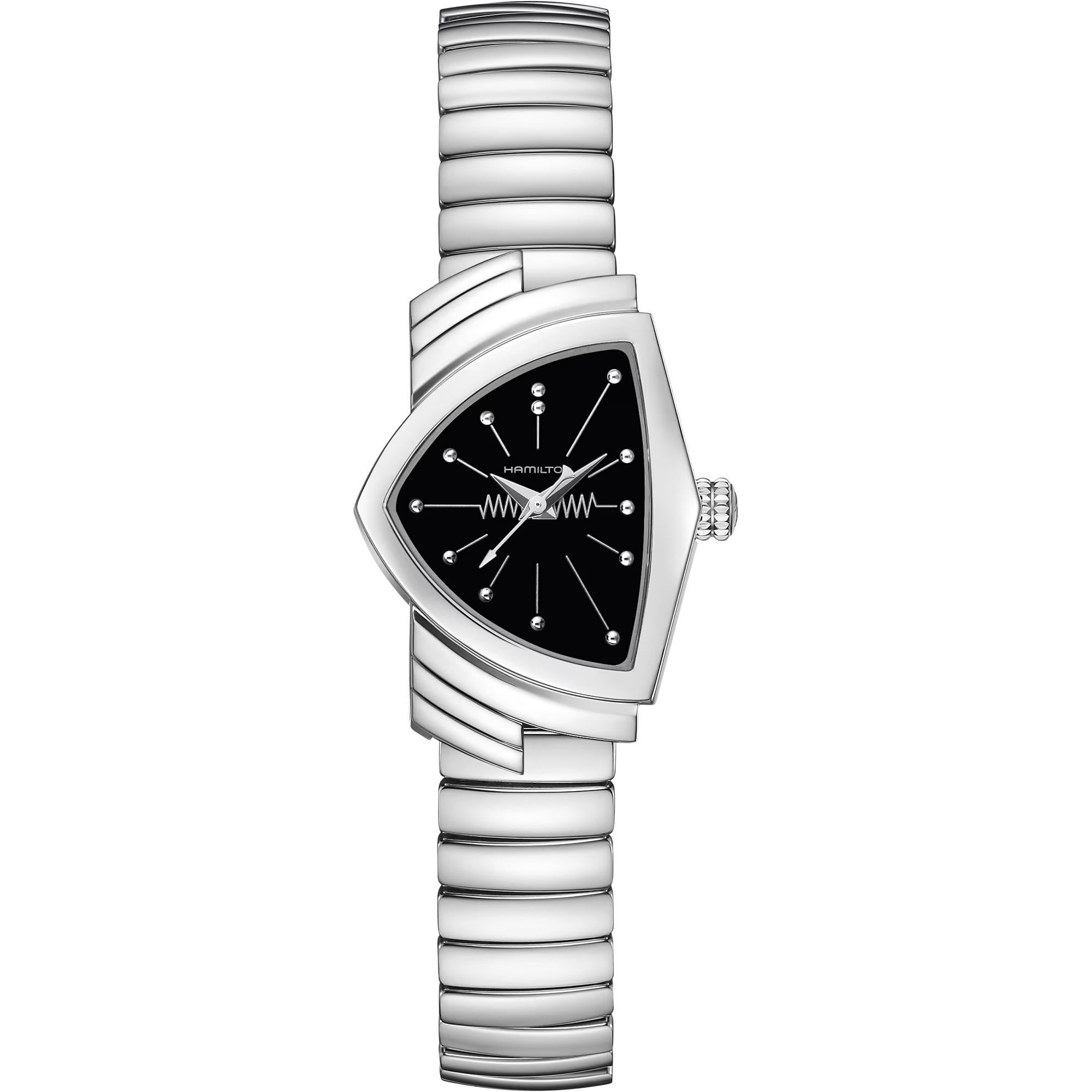 Hamilton Ventura 24mm Schwarzes Zifferblatt Stahl Damen Quarz Uhr H24211130
