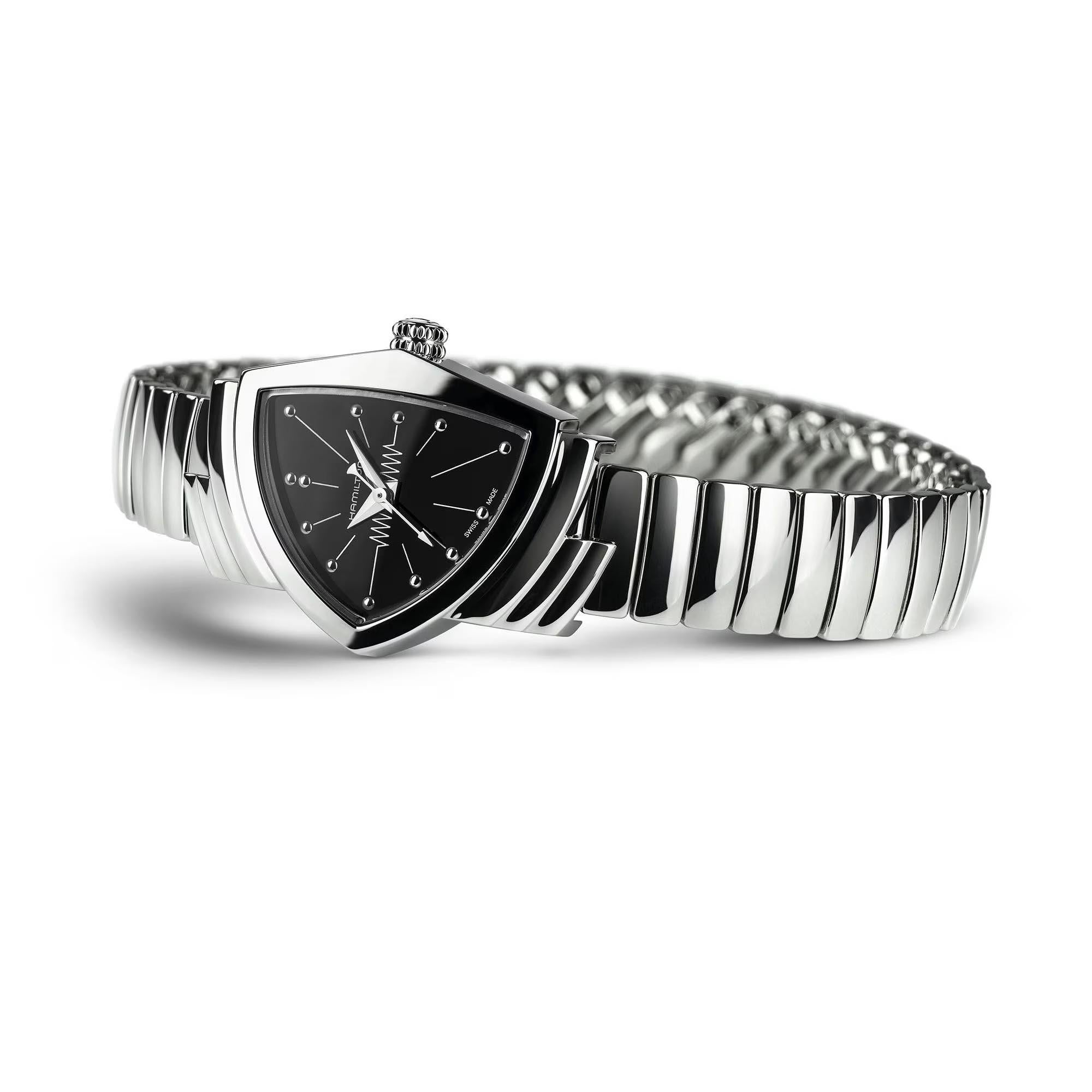 Hamilton Ventura 24mm Schwarzes Zifferblatt Stahl Damen Quarz Uhr H24211130