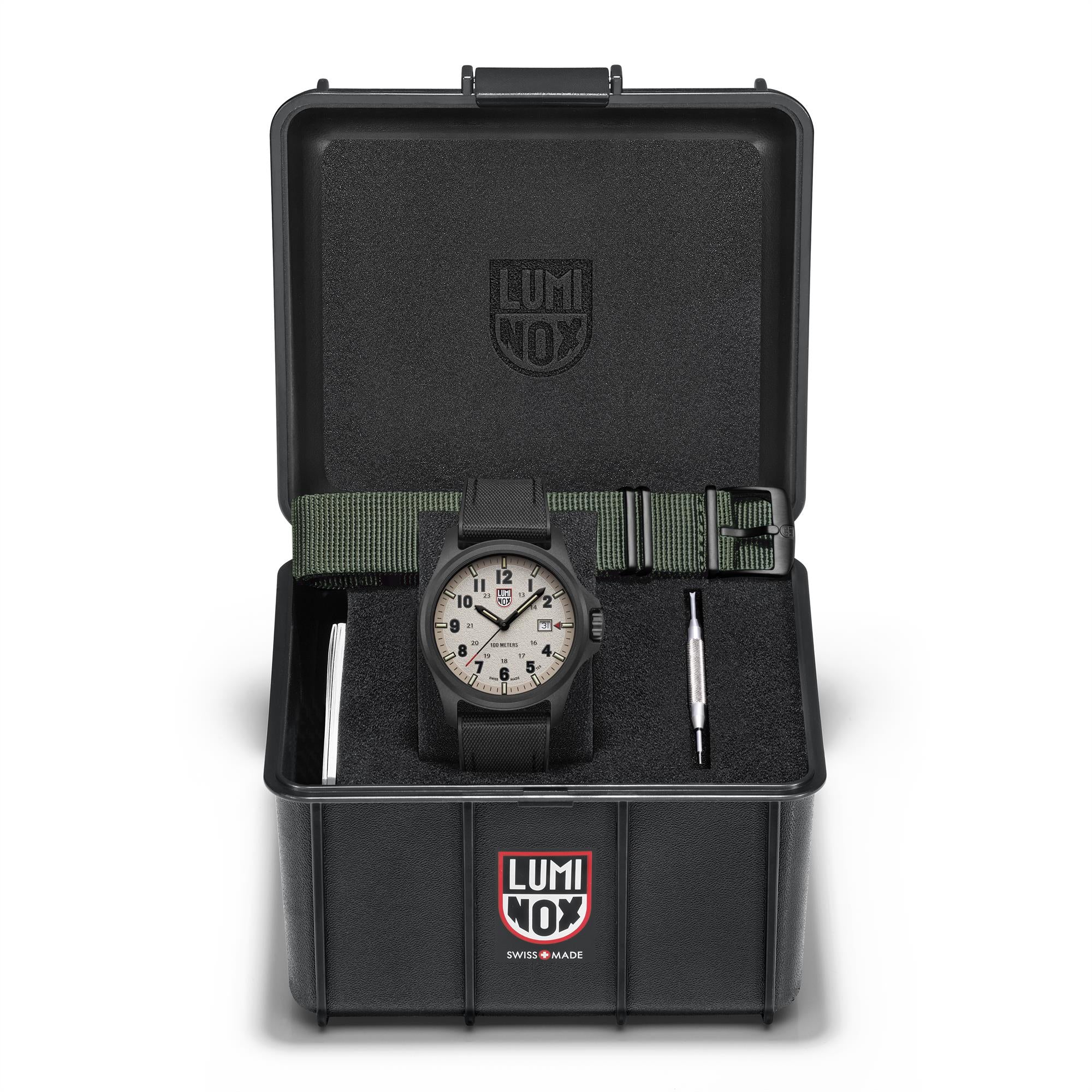 Luminox Atacama Field 43mm Graues Zifferblatt Textil Herren Quarz Uhr XL.1971.SET