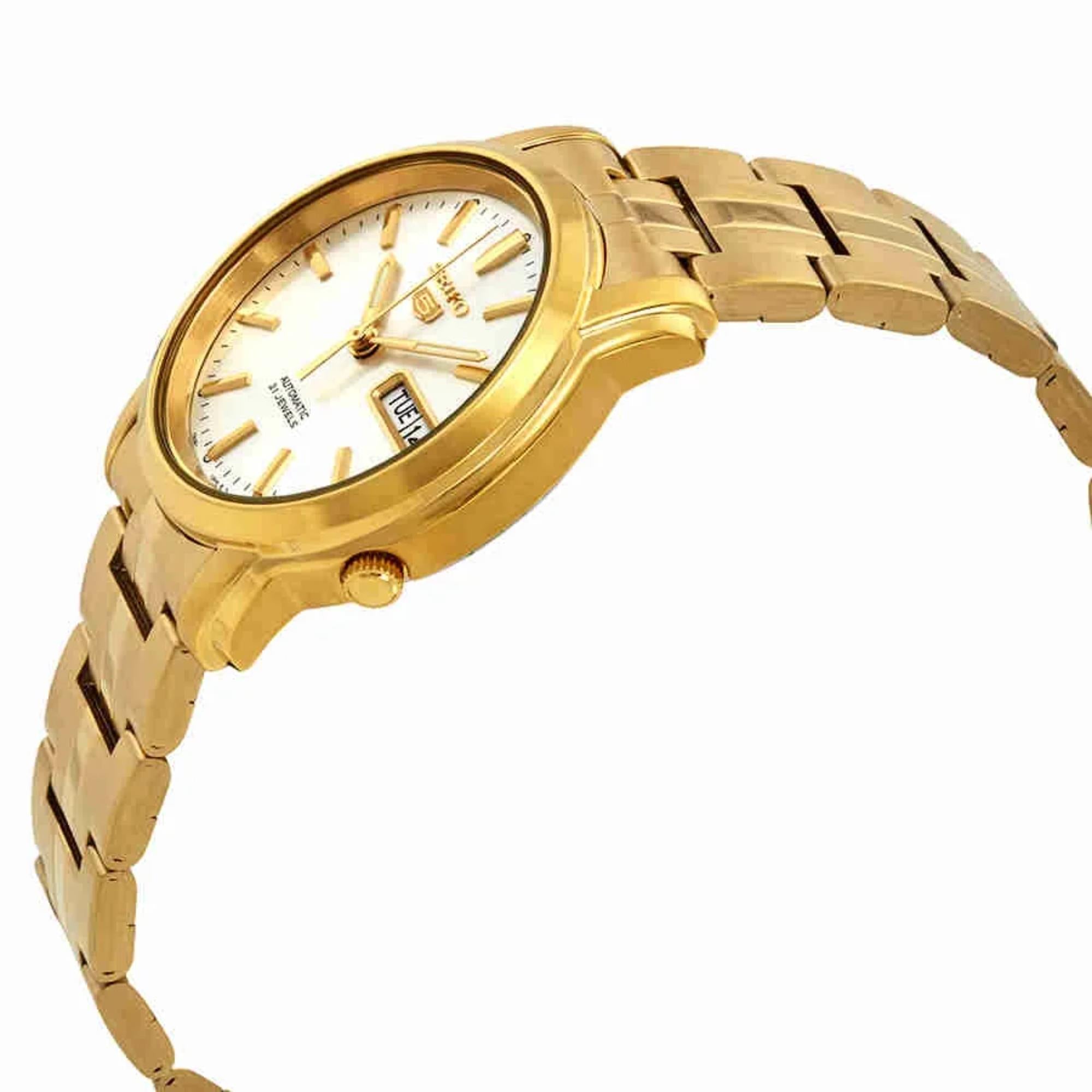 Seiko 5 Silver Dial Stainless Steel Strap Men's Watch SNKK74K1 side profile