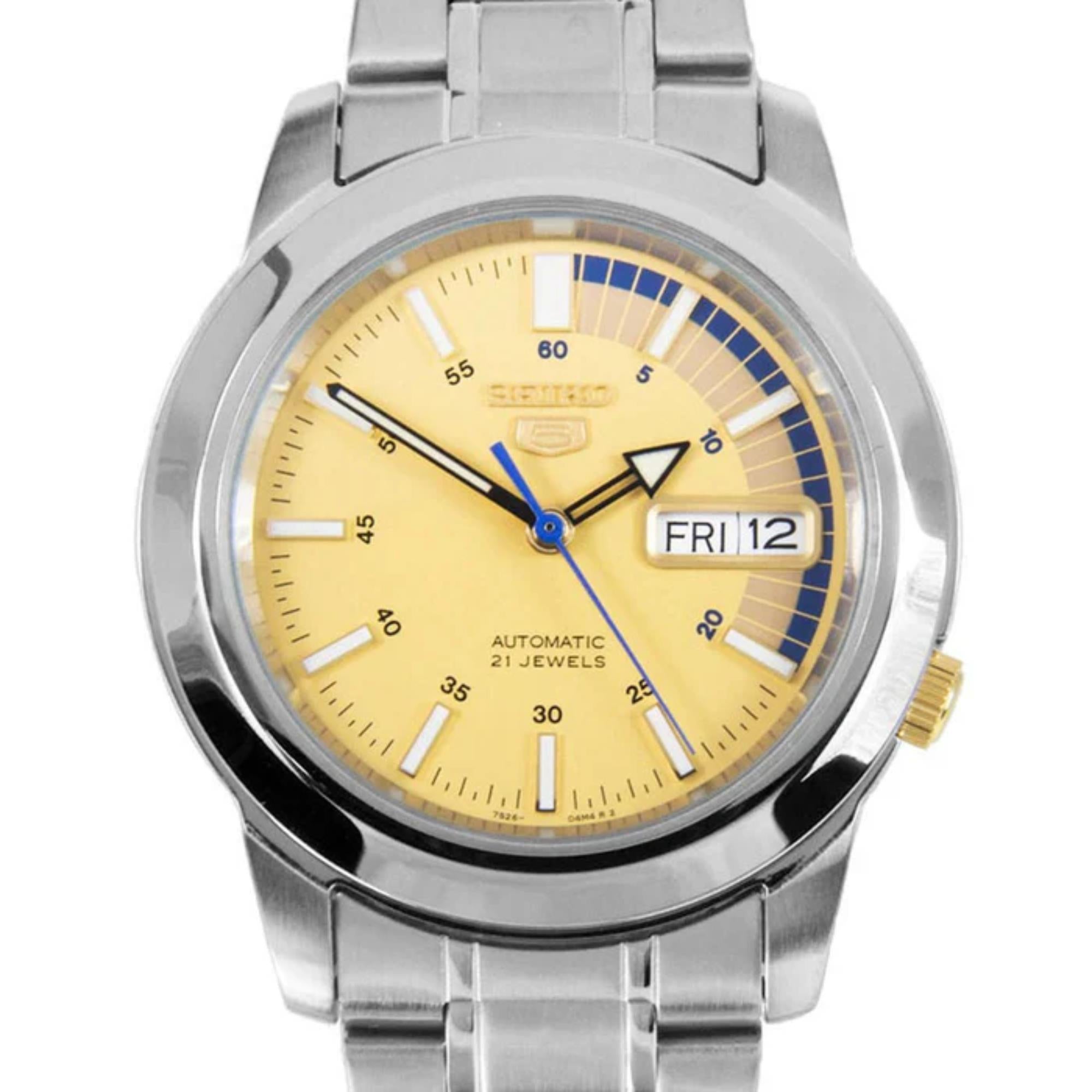 Seiko 5 Automatic Gold Dial Stainless Steel Strap Men's Watch SNKK29K1