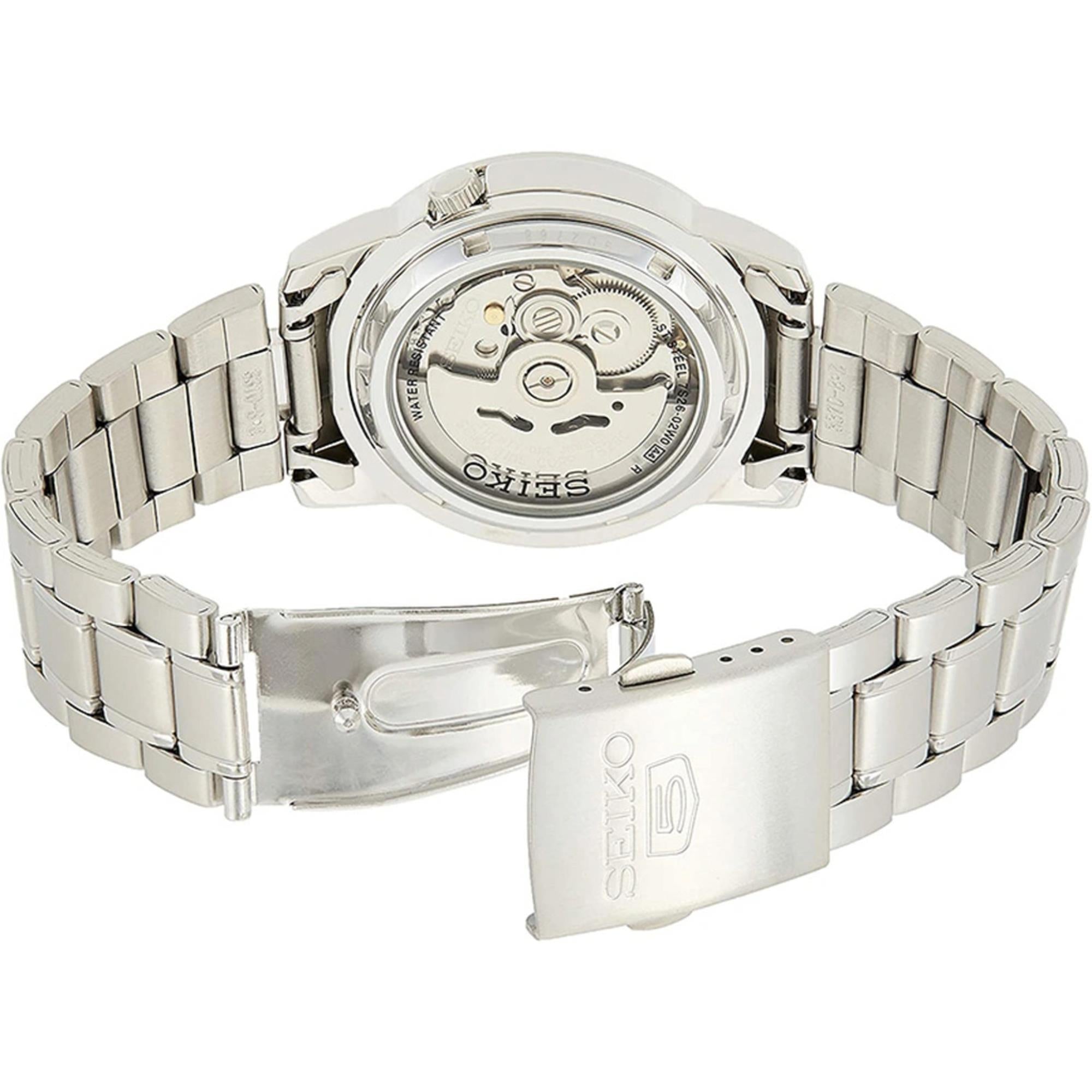Seiko 5 SNKK31K1 stainless steel case and exhibition caseback