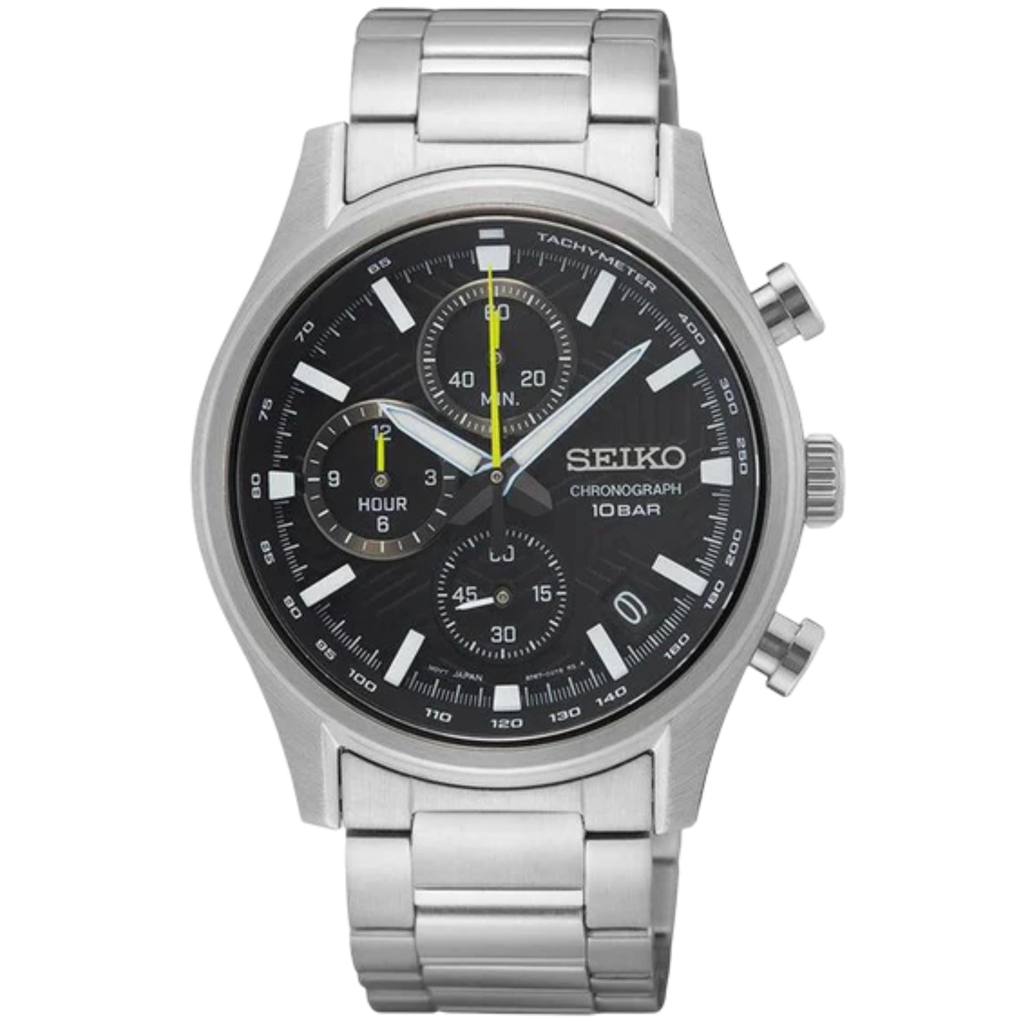 Seiko Conceptual 39.5mm Chronograph Black Dial Steel Mens Quartz Watch SSB419P1