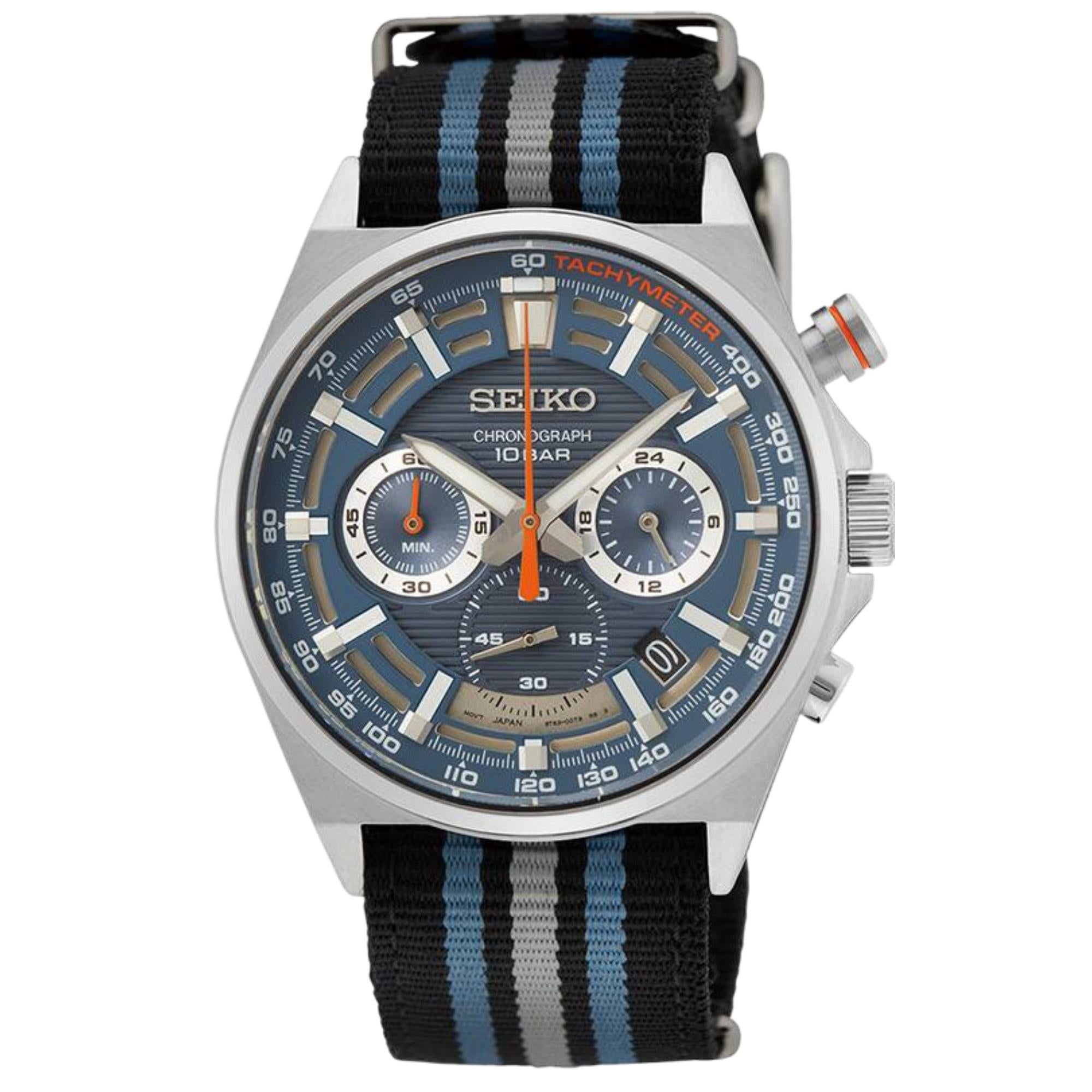 Seiko Conceptual 41mm Chronograph Blue Dial Nylon Mens Quartz Watch SSB409P1