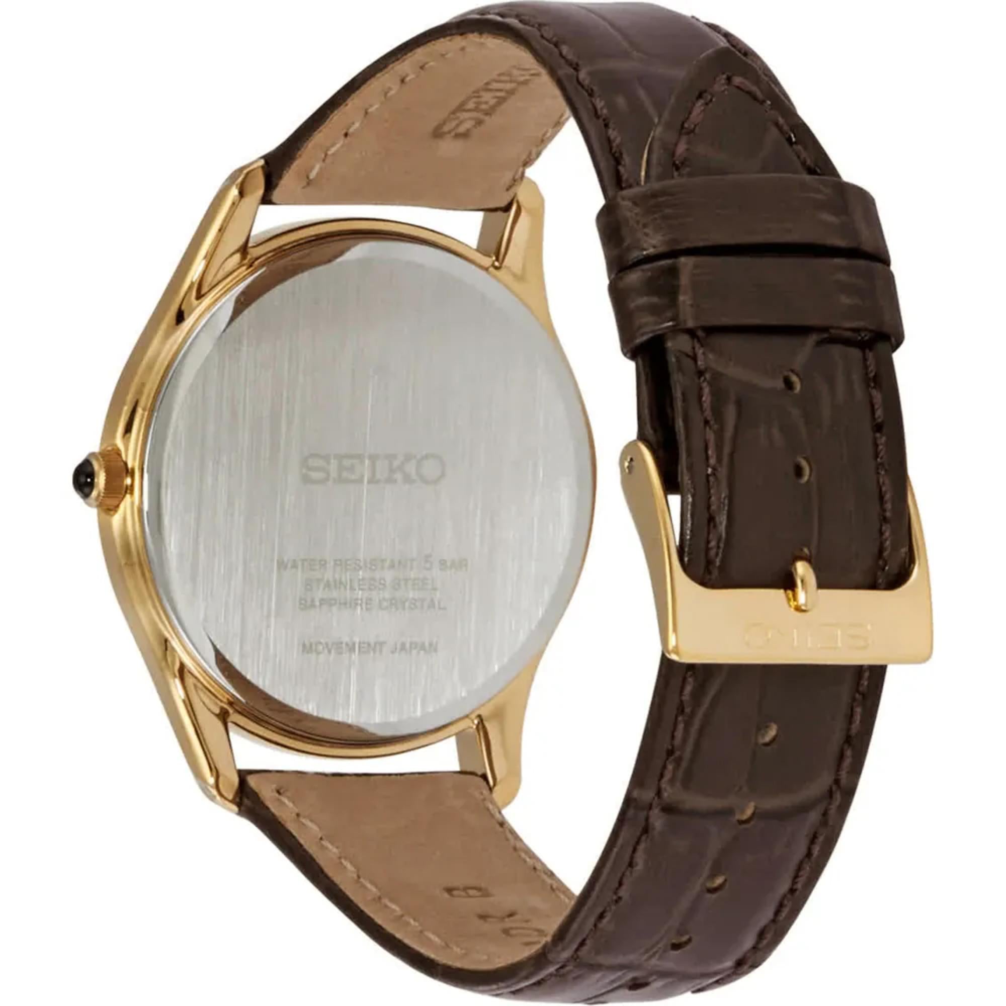 Seiko Conceptual 39mm Small Seconds White Dial Leather Mens Quartz Watch SRK050P1