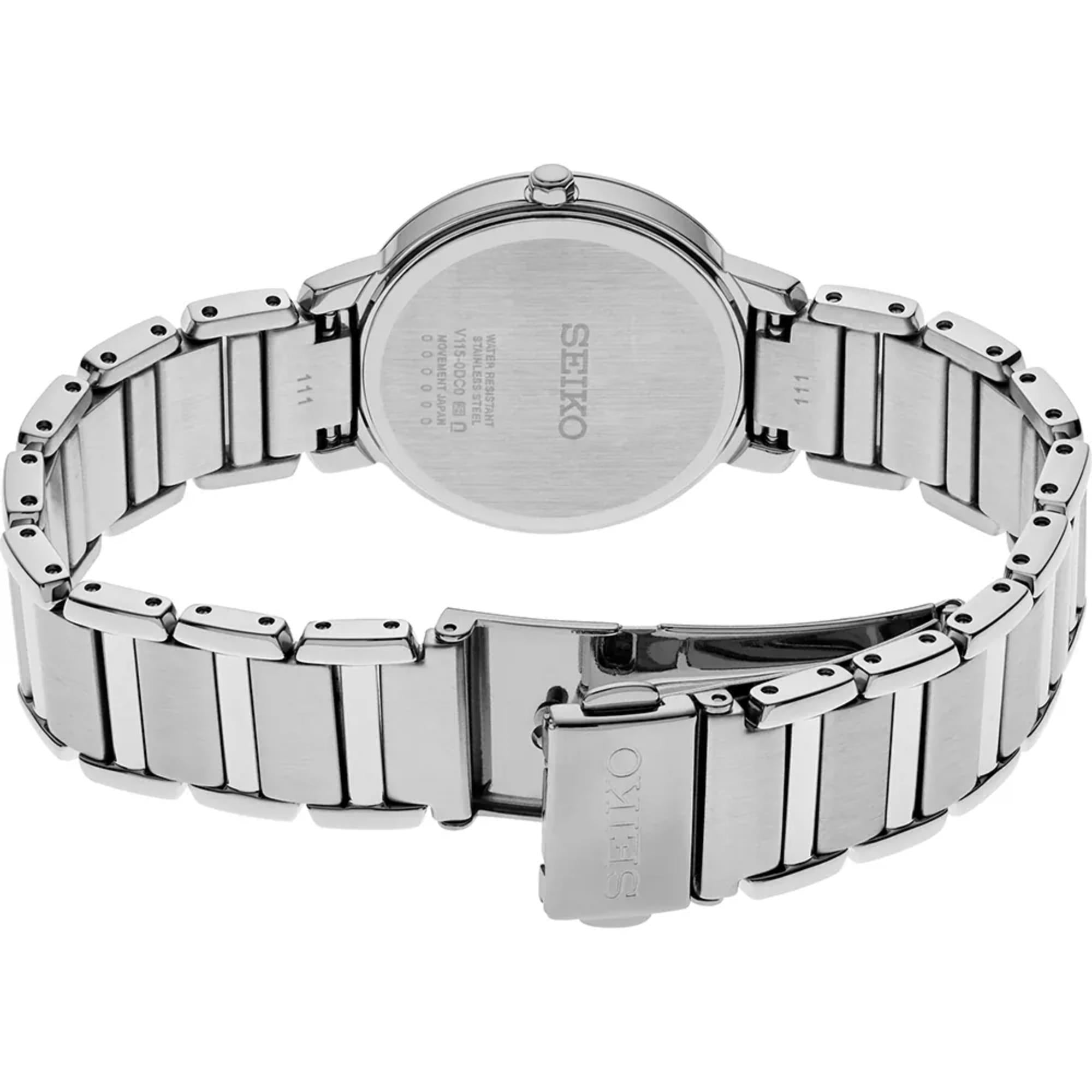 Seiko Conceptual 30,5mm Perlmutt Zifferblatt Stahlarmband Damen Solar Uhr SUP467P1