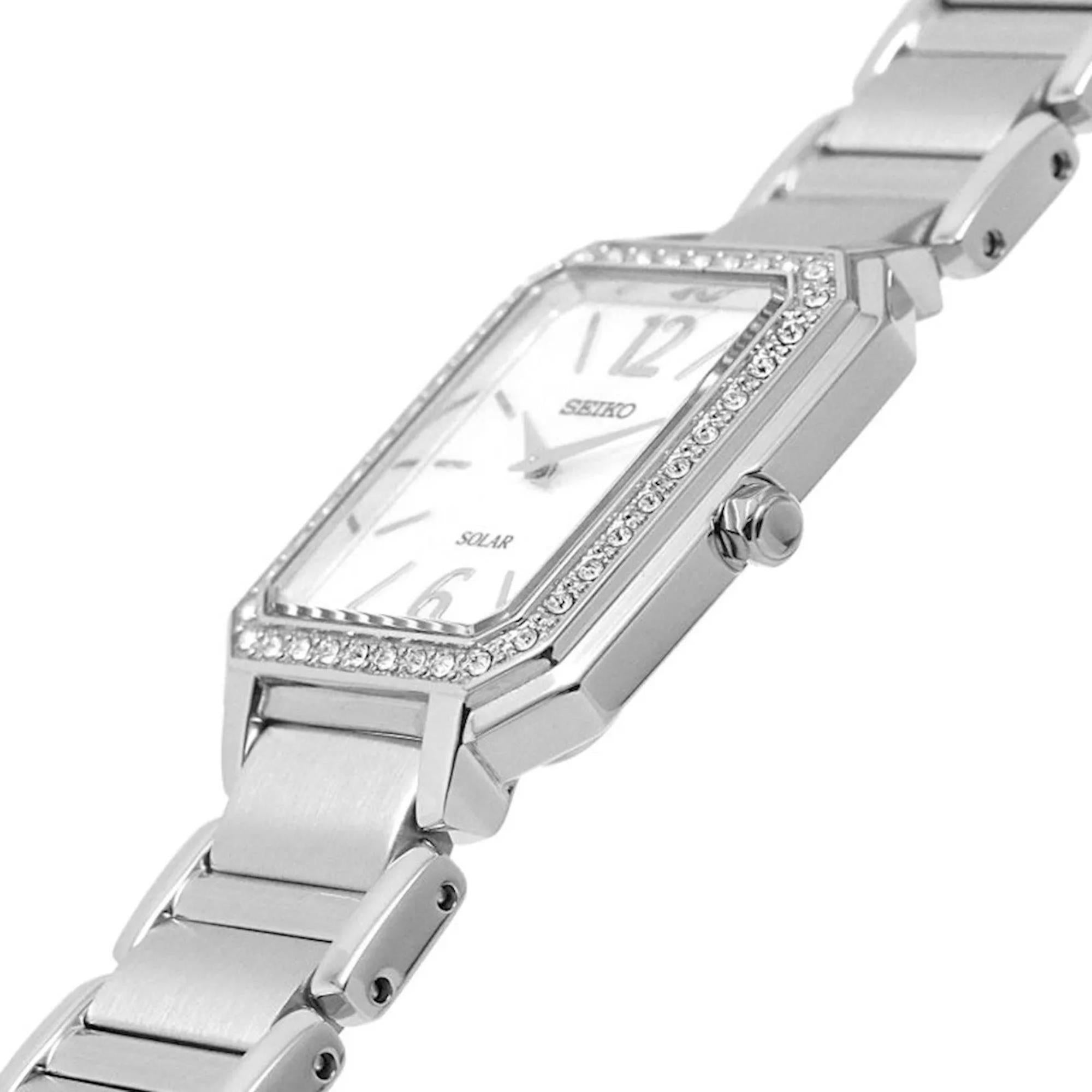 Seiko Conceptual Solar Weißes Perlmutt Zifferblatt Edelstahlarmband Damen Uhr SUP465P1