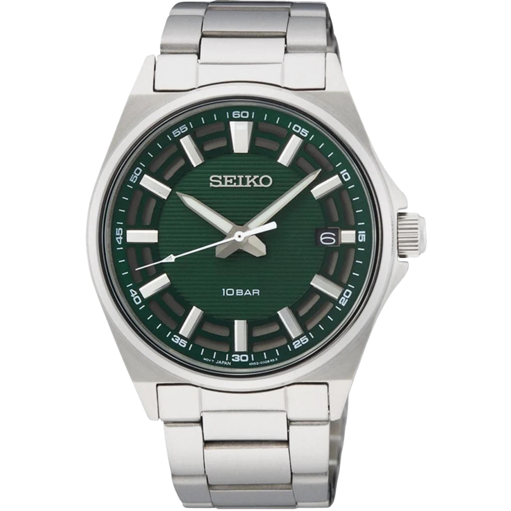 Seiko Conceptual Quartz Green Dial Steel Strap Men's Watch SUR503P1 - WatchNation