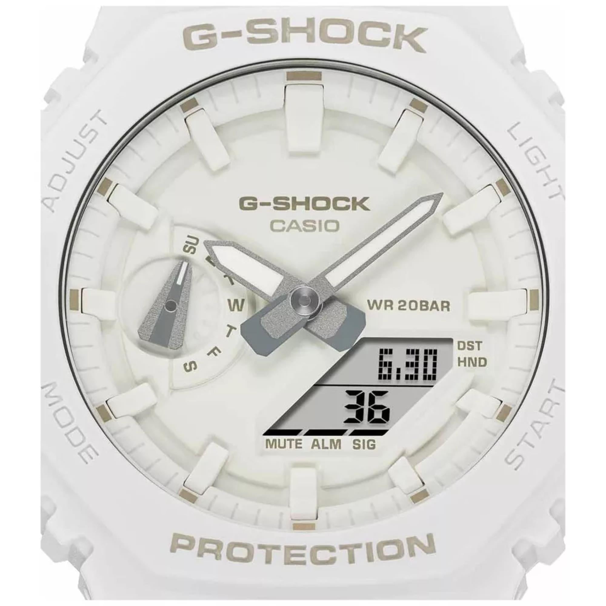 Casio G-Shock 2100 Series Analog-Digital White Dial Resin Strap Watch GA-2100-7A7ER