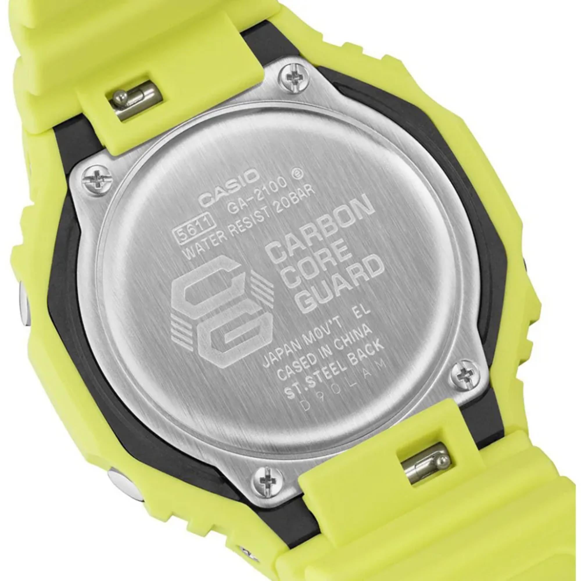 Casio G-Shock  2100 Series Analog-Digital Volt Yellow Dial Resin Strap Watch GA-2100-9A9ER