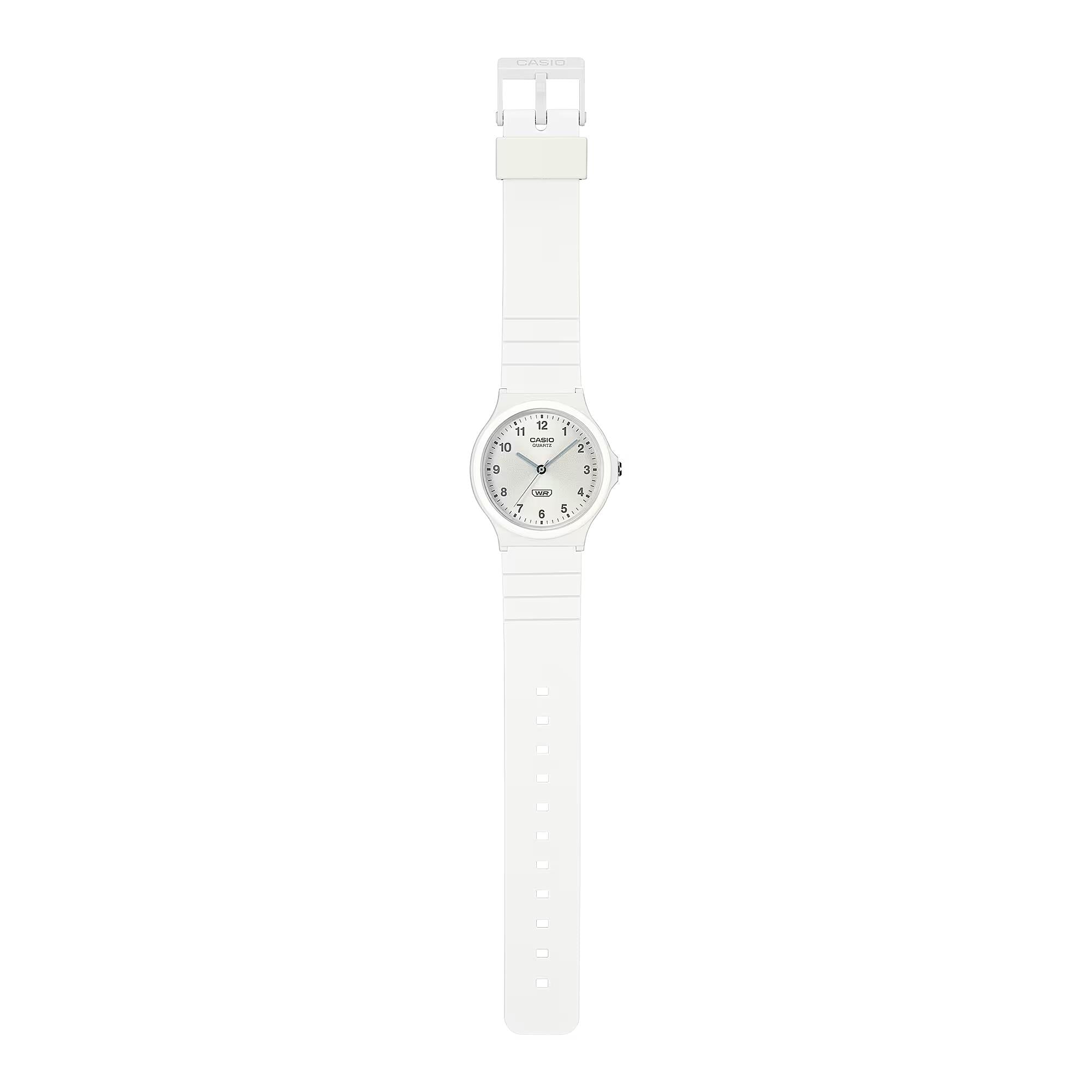 Casio POP Timeless Collection Weißes Zifferblatt Kunststoffarmband Uhr MQ-24B-7BEF