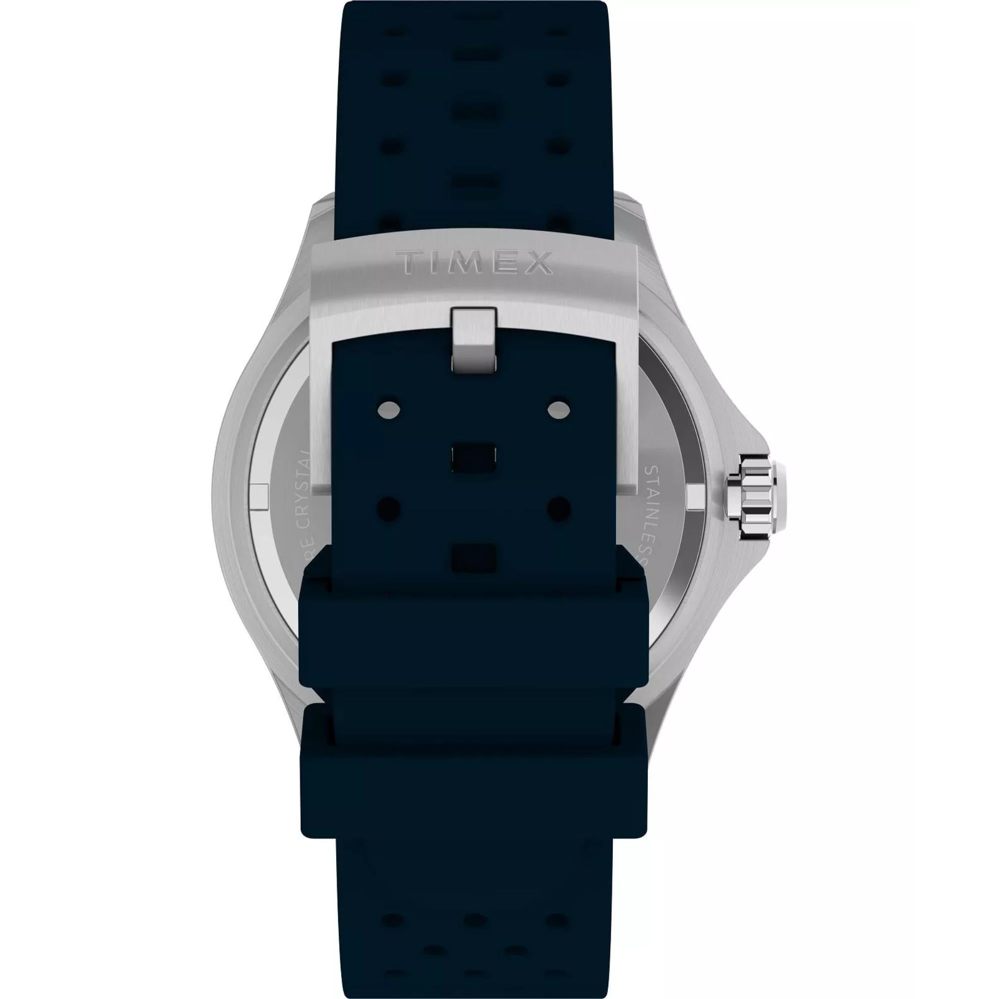 Timex Deep Water 44mm Blaues Zifferblatt Gummi Herren Quarz Uhr TW2W81500