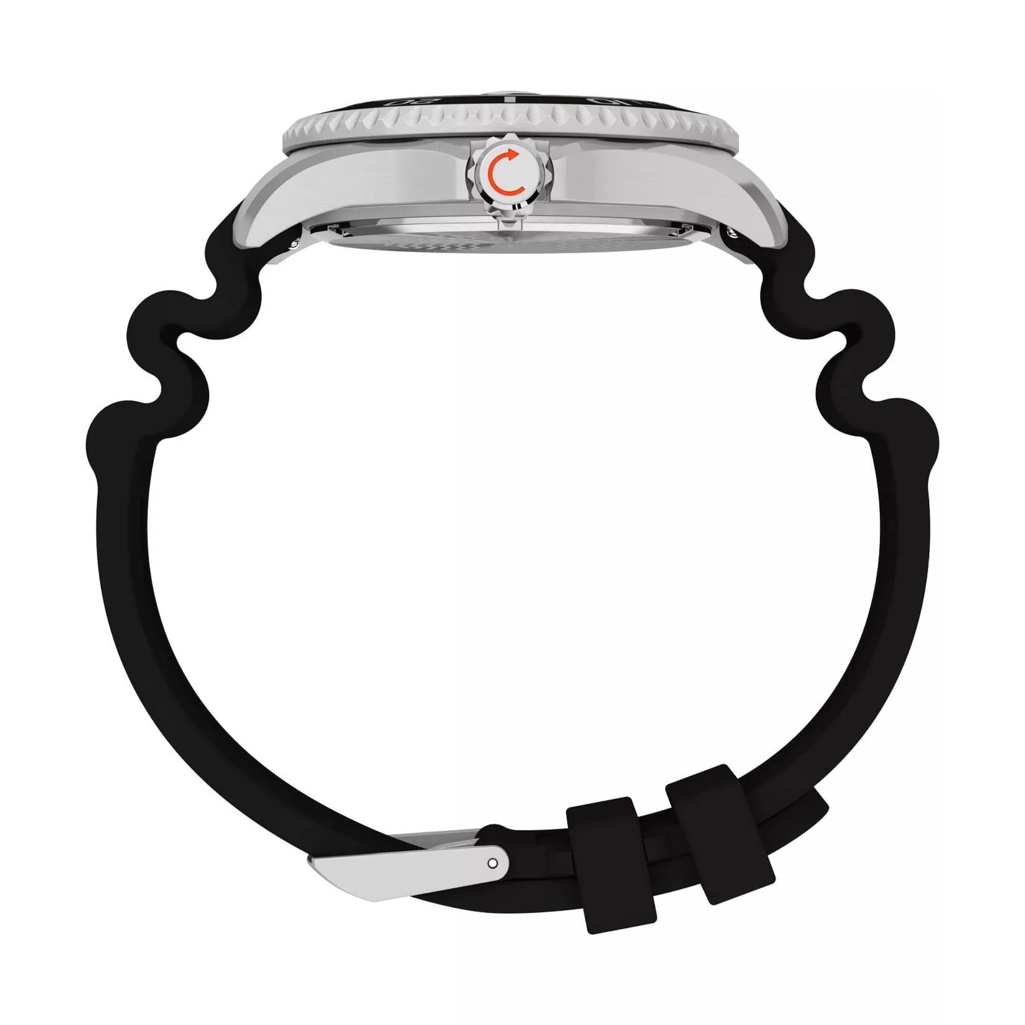 Timex Deep Water 44mm Schwarzes Zifferblatt Gummi Herren Quarz Uhr TW2W81600