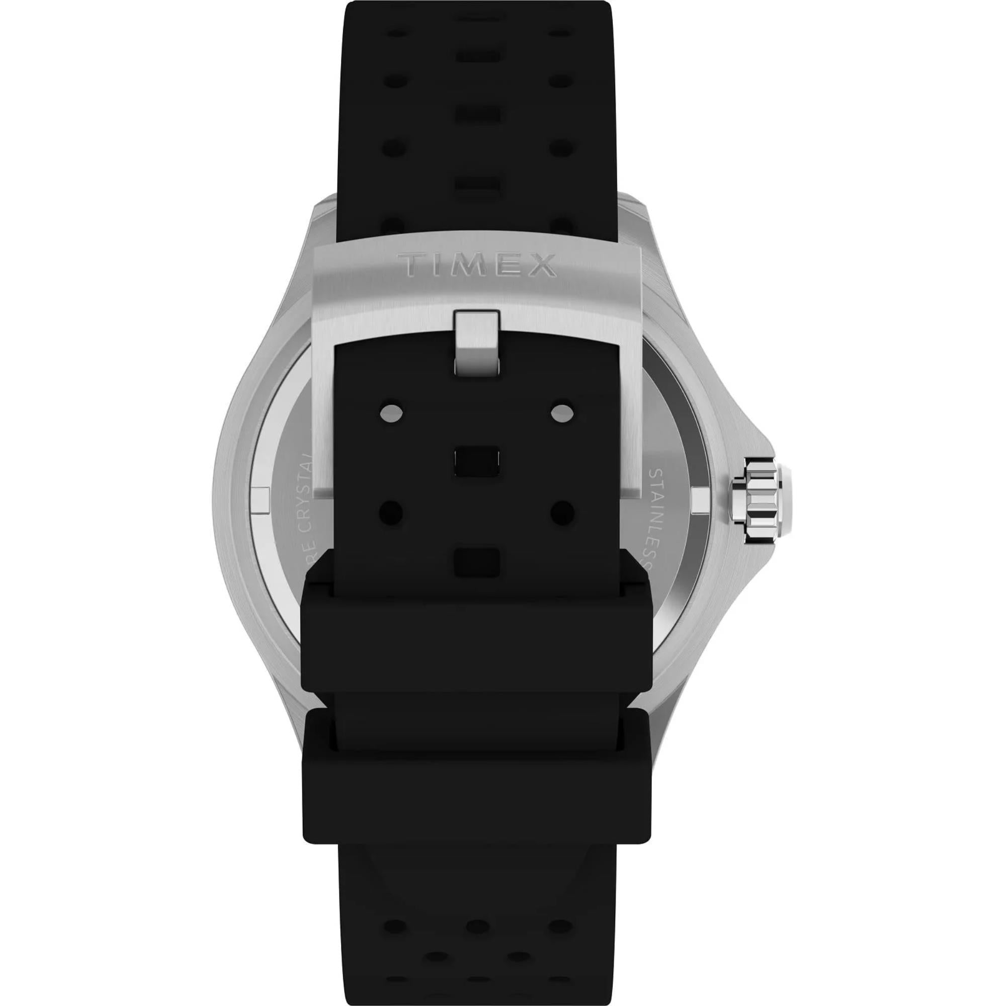 Timex Deep Water 44mm Schwarzes Zifferblatt Gummi Herren Quarz Uhr TW2W81600
