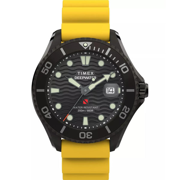Timex Deep Water 44mm Black Dial Rubber Mens Quartz Watch TW2W81700