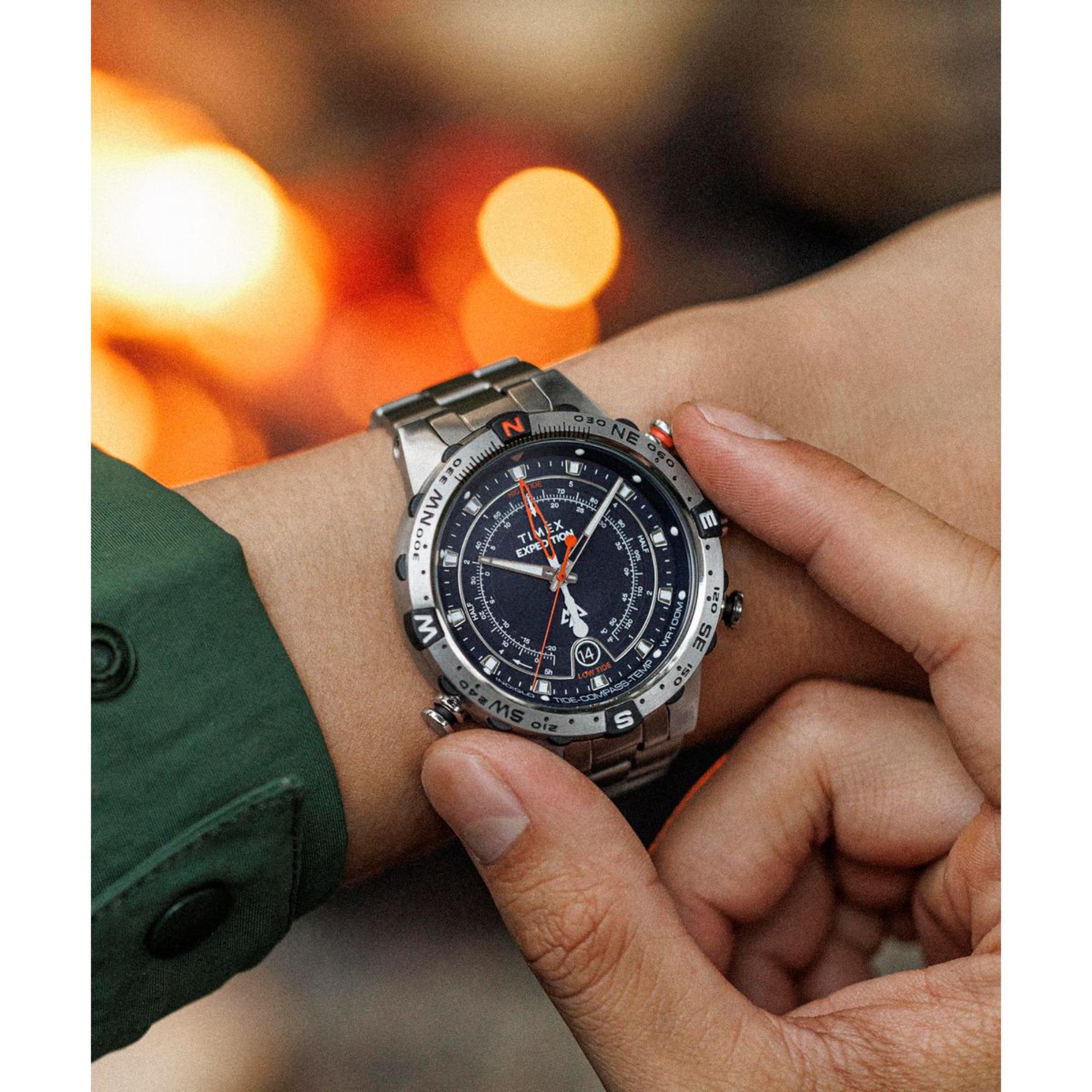 Timex Expedition Tide-Temp-Compass Graues Zifferblatt Edelstahlarmband Herren Uhr TW2Y12900