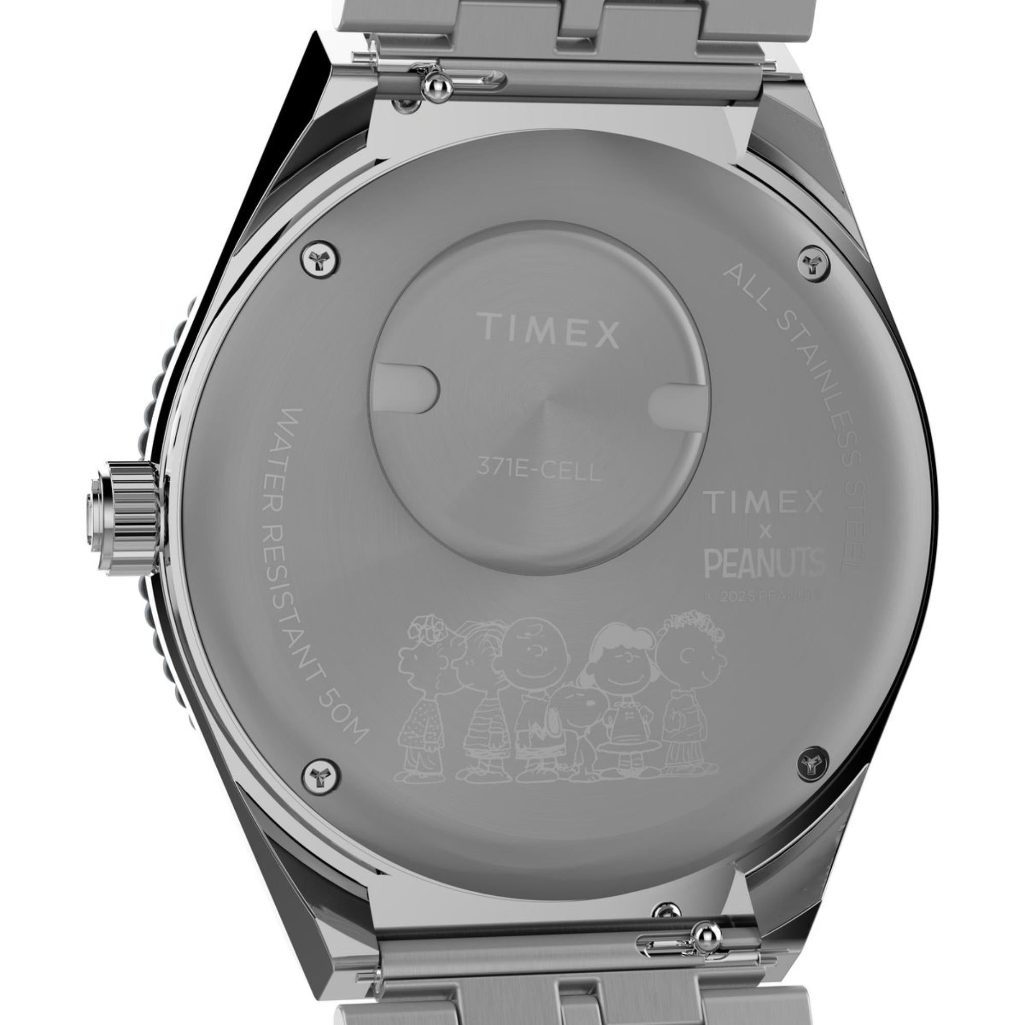 Timex Peanuts 38mm Silbernes Zifferblatt Edelstahl Herren Quarz Uhr TW2W83300