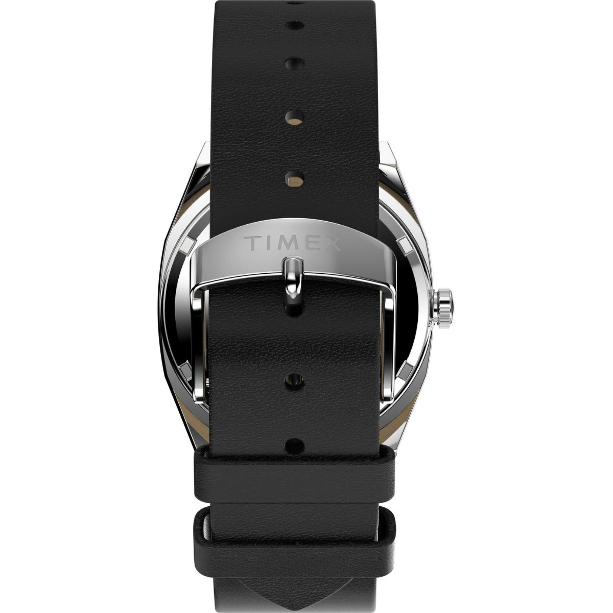 Timex 1983 E Linie Schwarzes Zifferblatt Lederarmband Uhr TW2Y07500