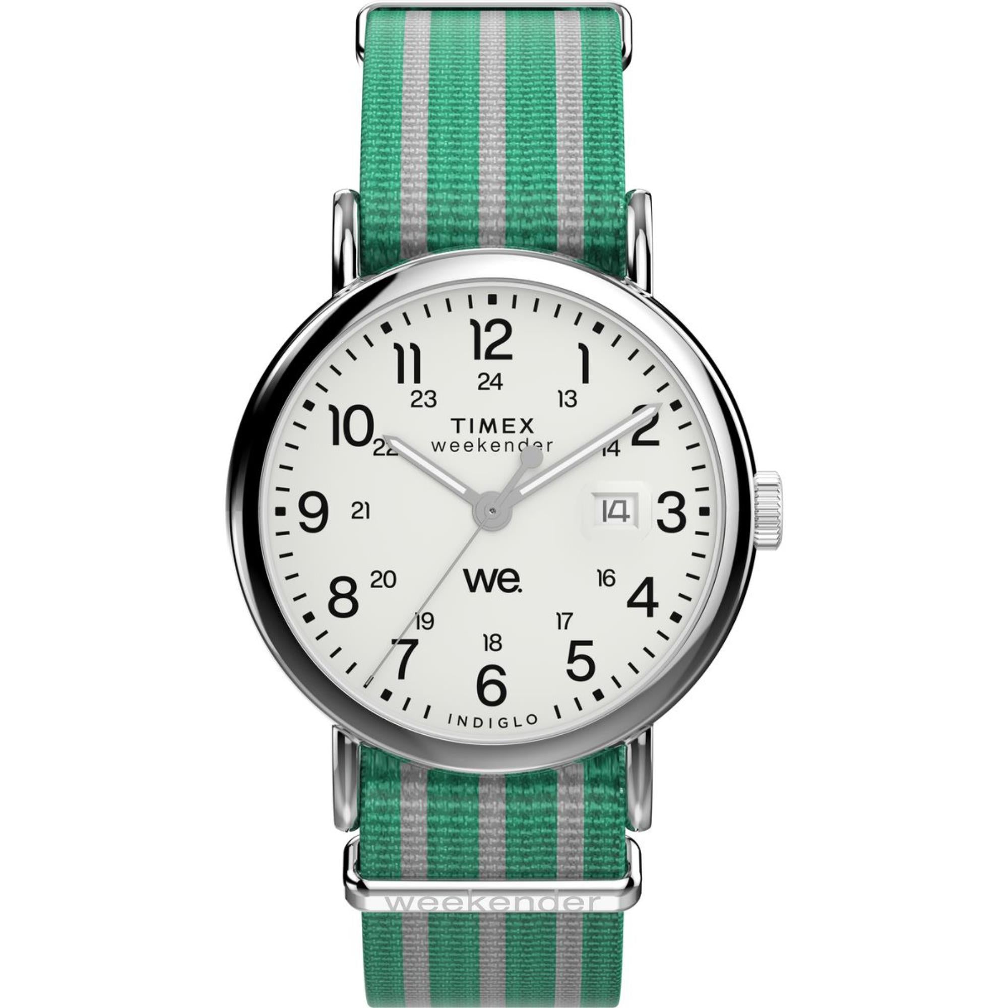 Timex Weekender 40mm Weißes Zifferblatt Stoff Herren Quarz Uhr TW2Y08800