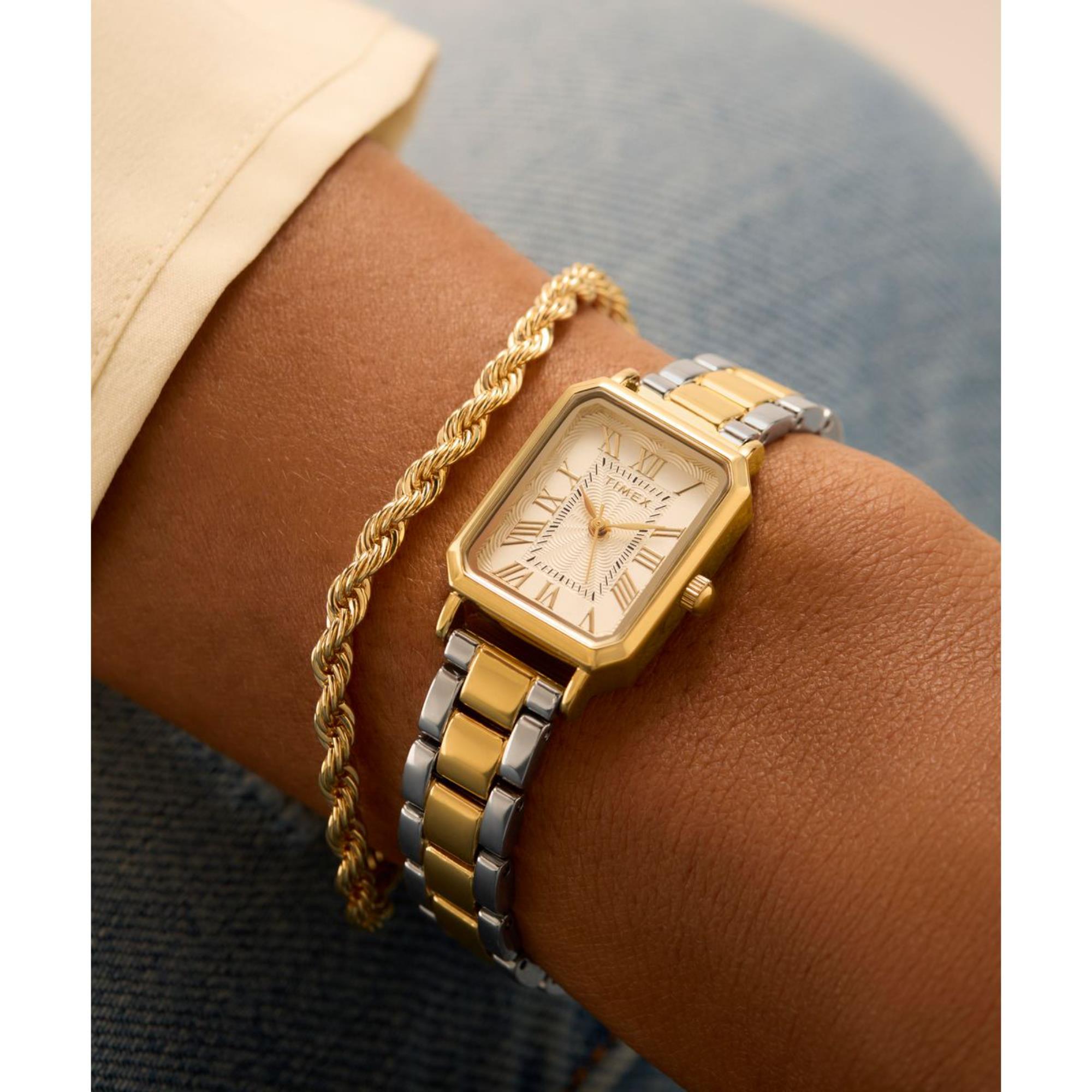 Timex Dress 21mm Weißes Zifferblatt Edelstahl Damen Quarz Uhr TW2Y01300