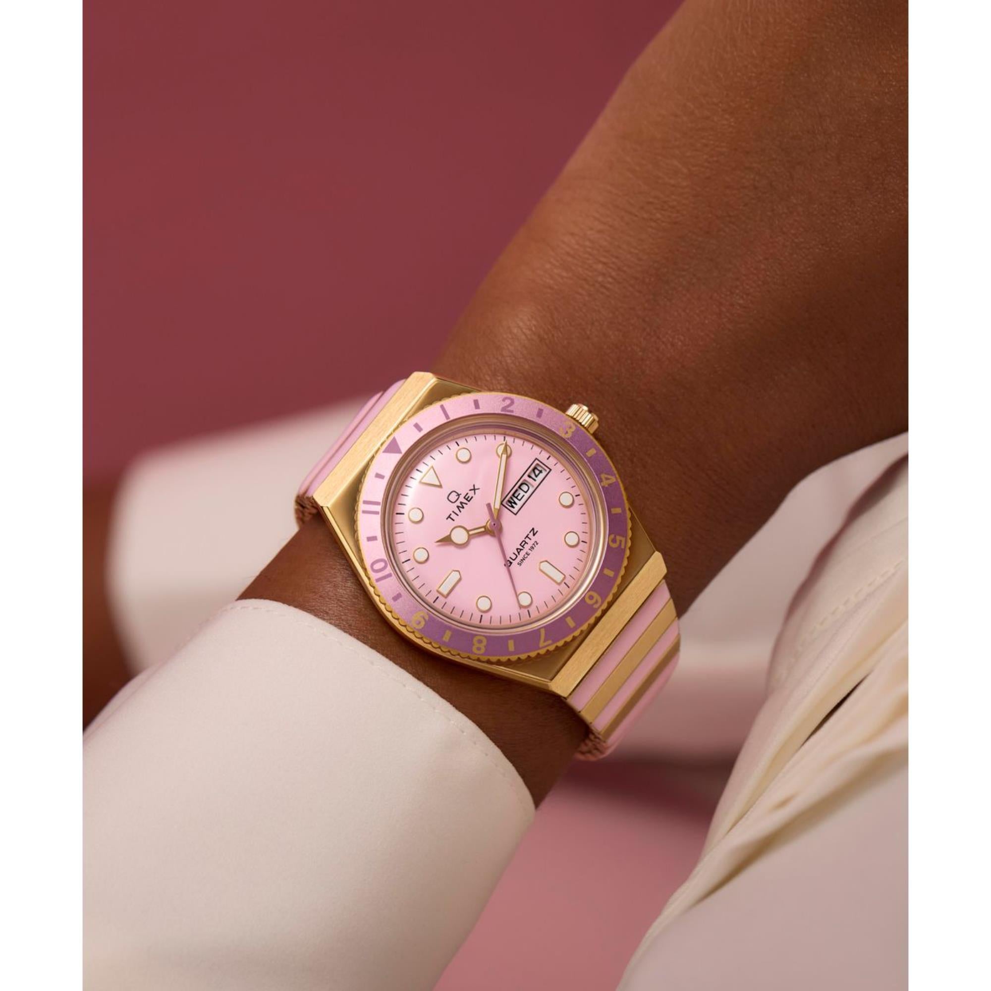 Q Timex Stainless Steel Pink Dial Women's Watch TW2W87600