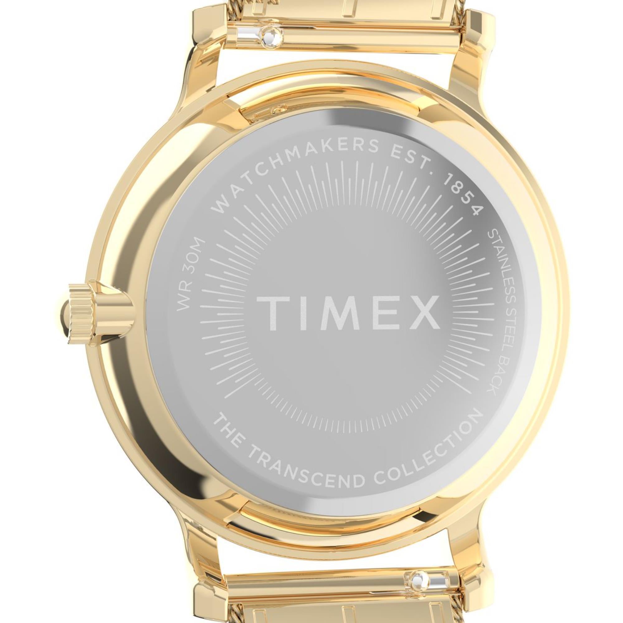 Timex Transcend 34mm Silver Dial Steel Ladies Quartz Watch TW2Y10300