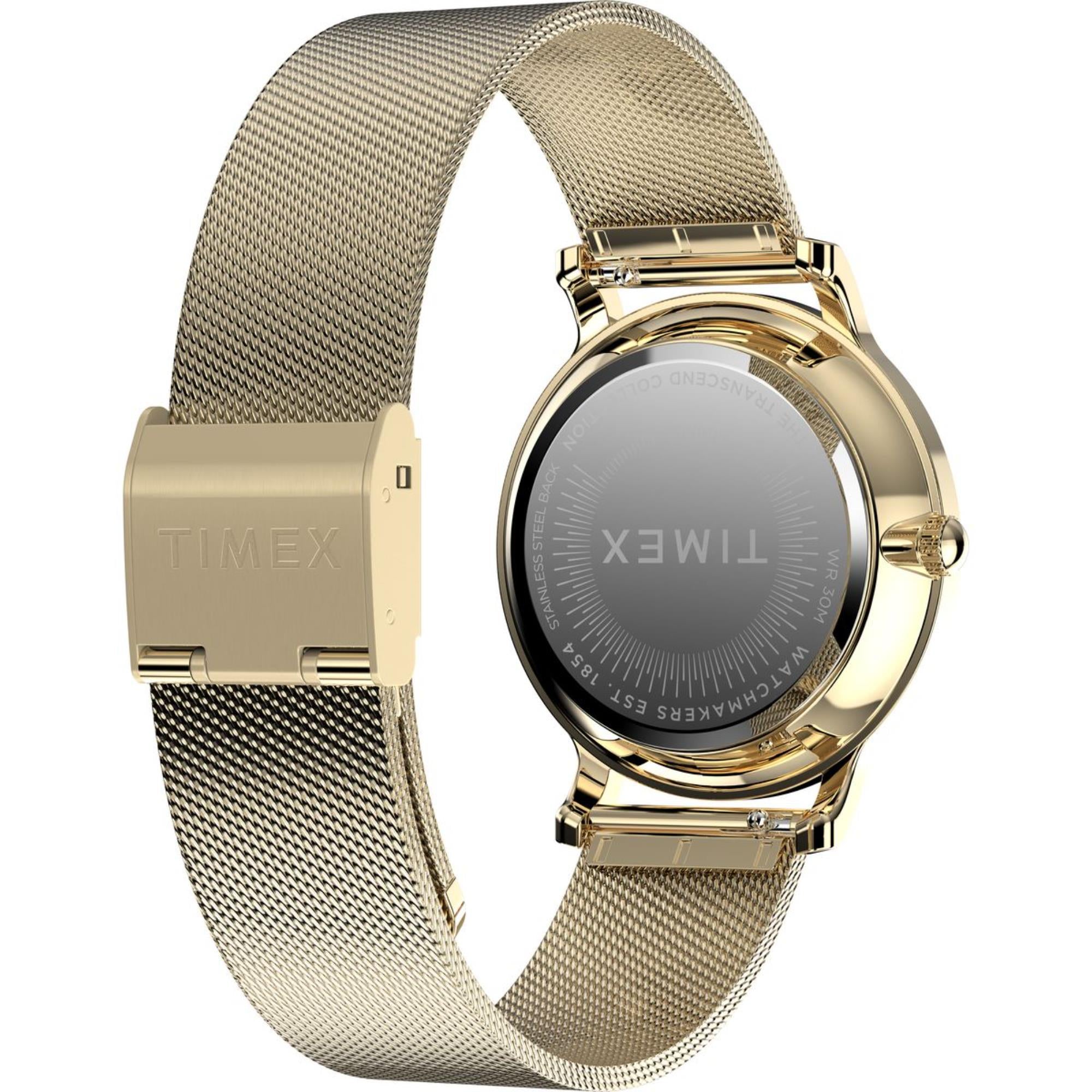 Timex Transcend 34mm Silver Dial Steel Ladies Quartz Watch TW2Y10300
