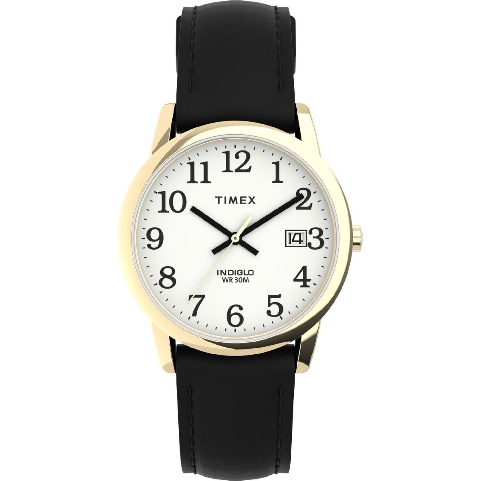 Timex Easy Reader 35mm Weiß Zifferblatt Leder Herren Quarz Uhr T2H291