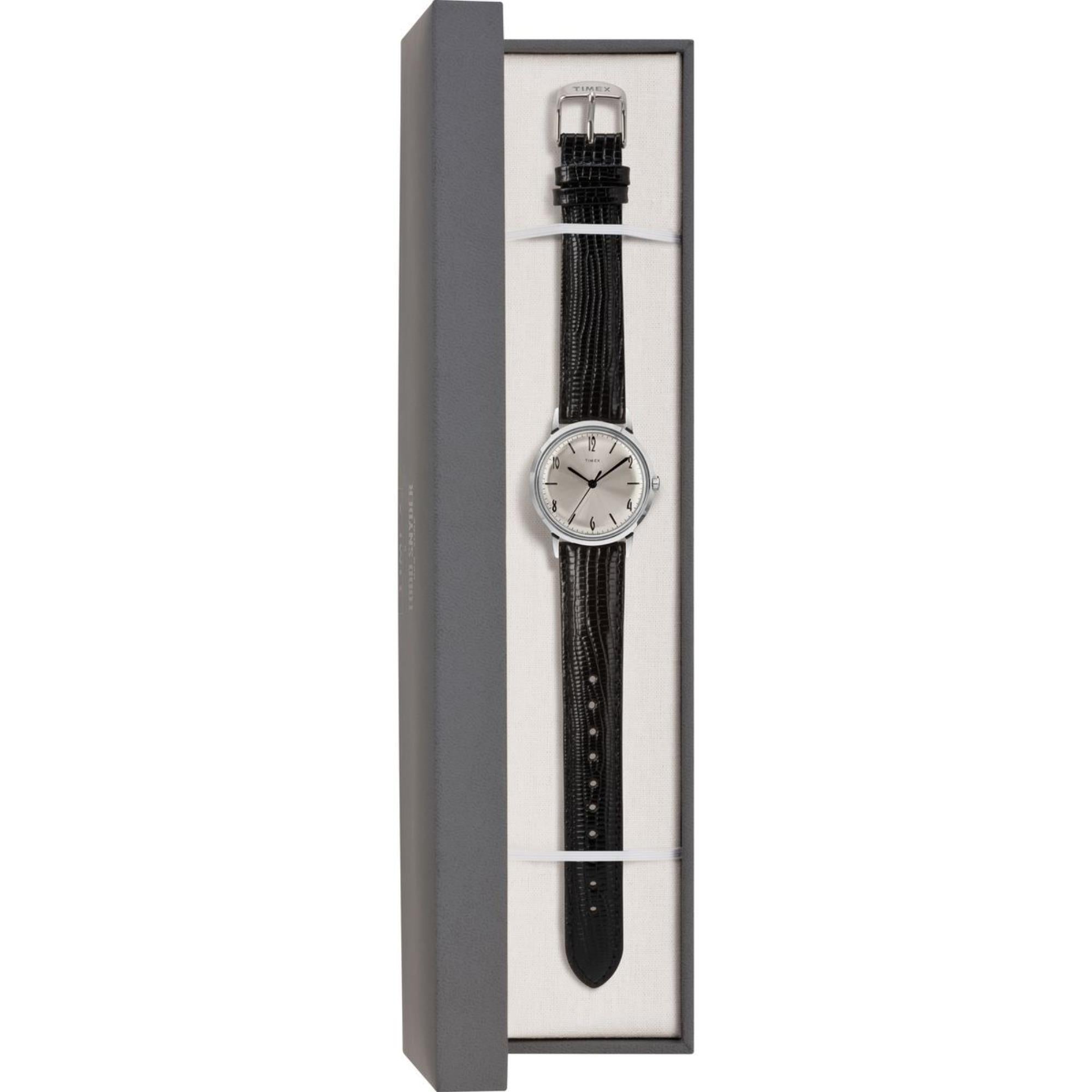 Timex Marlin Handaufzug Silber Zifferblatt Lederarmband Herren Uhr TW2R47900
