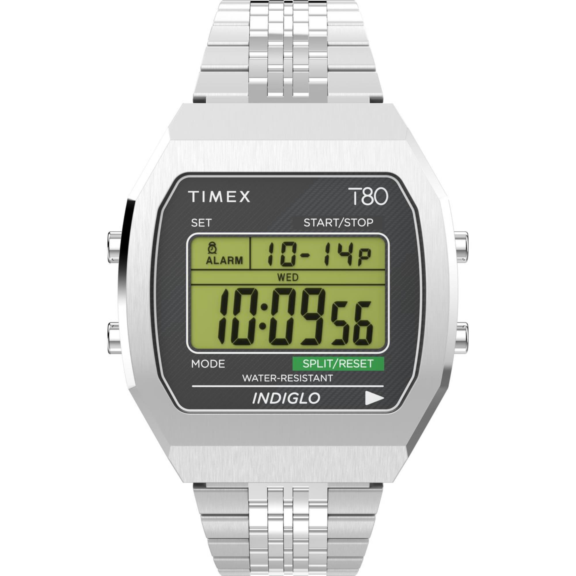 Timex T80 36mm Digital Stahl Quarz Uhr TW2V74200