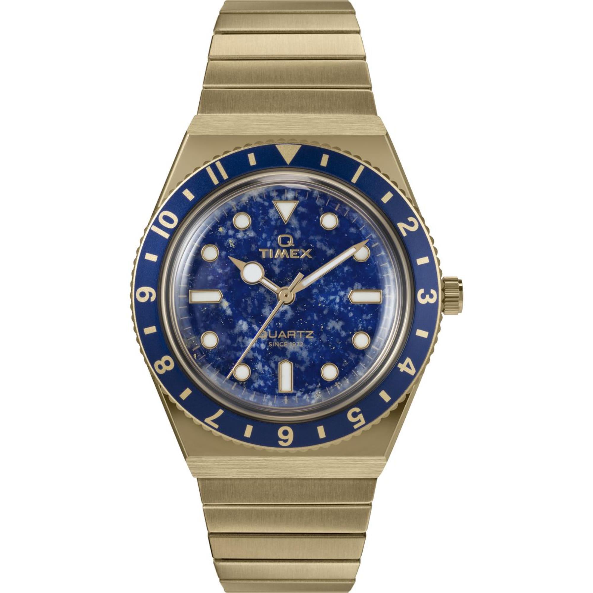 Timex Q 36mm Blau Zifferblatt Stahl Damen Quarz Uhr TW2V92400