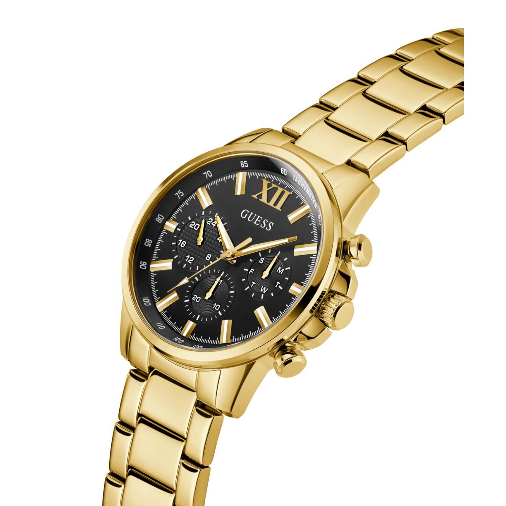 Guess Classic schwarzes Zifferblatt Edelstahlarmband Herren Uhr GW0900G3