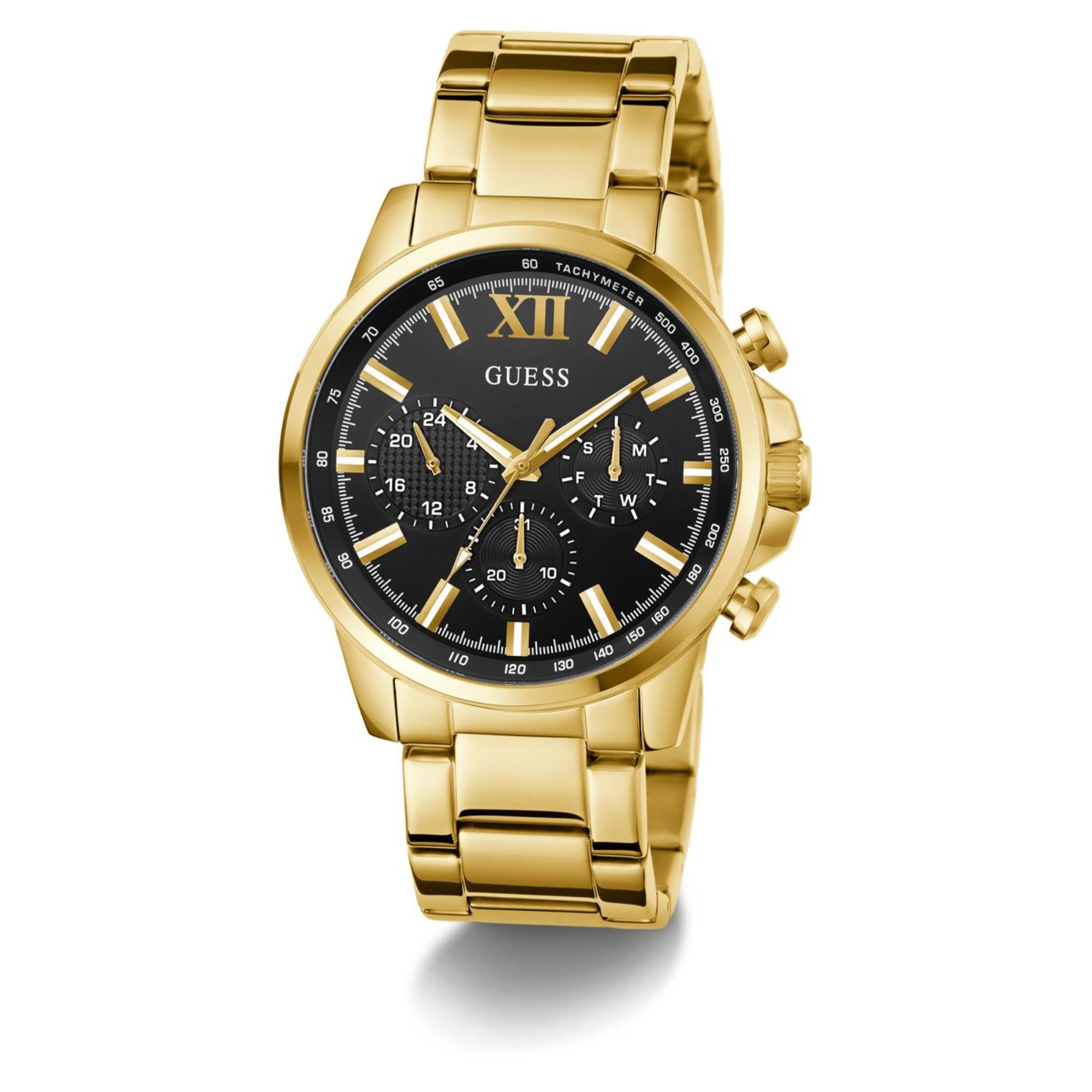 Guess Classic schwarzes Zifferblatt Edelstahlarmband Herren Uhr GW0900G3
