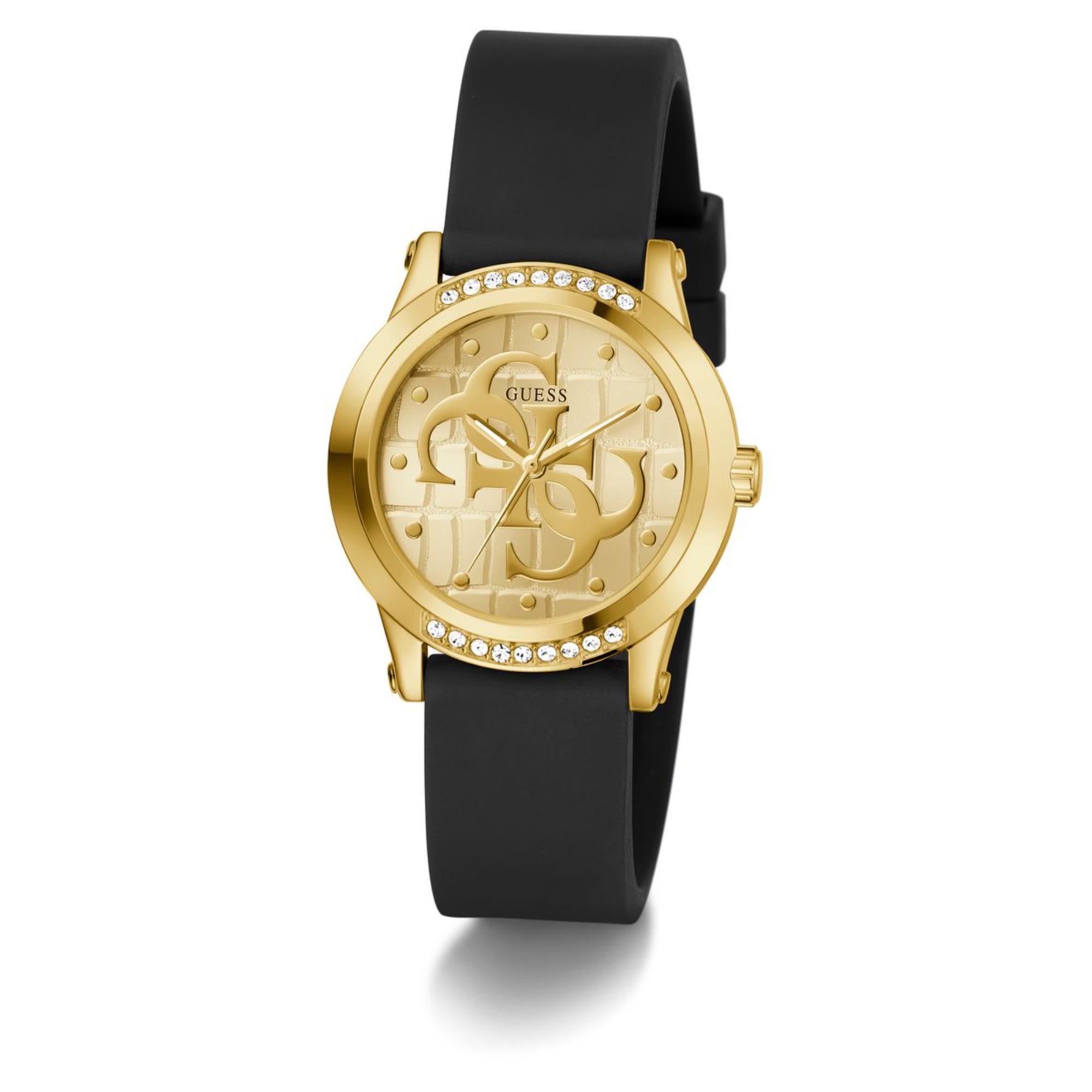 Guess Annette Gold Dial Silicone Strap Women's Watch GW0860L1