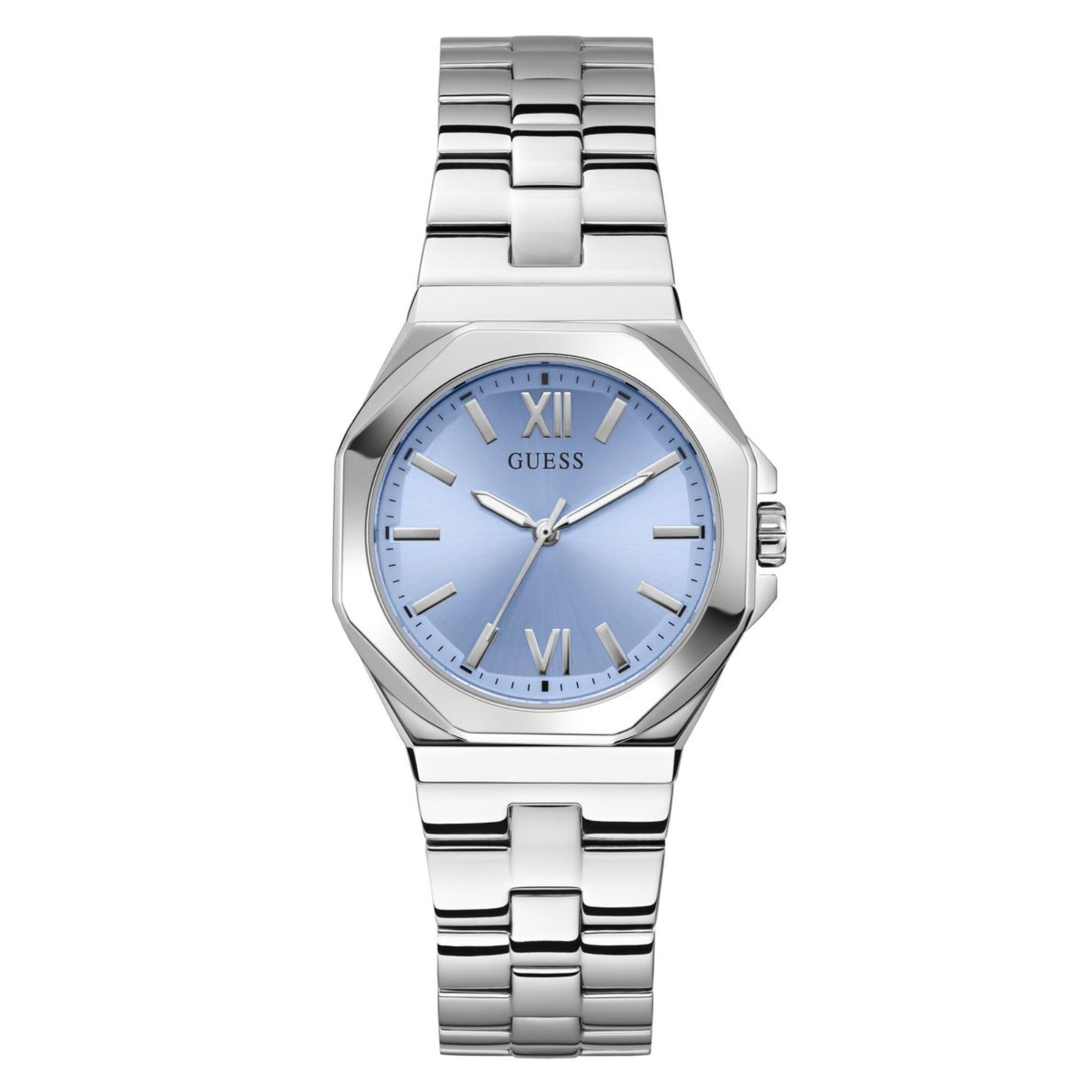 Guess Empress blaues Zifferblatt Edelstahlarmband Damen Uhr GW0873L1