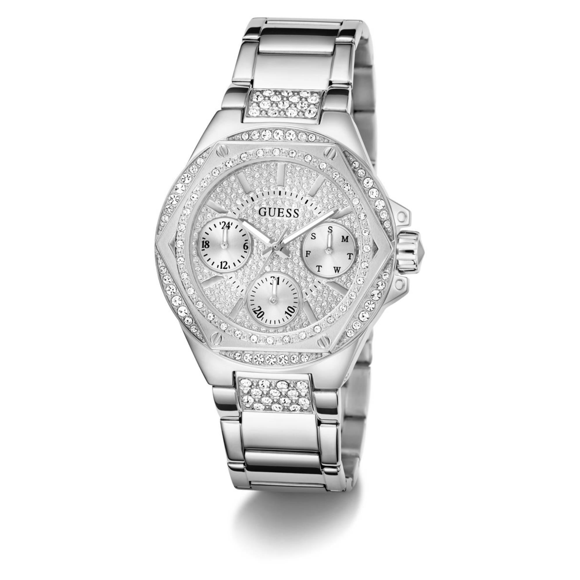 Guess Envy silbernes Zifferblatt Edelstahlarmband Damen Uhr GW0878L1