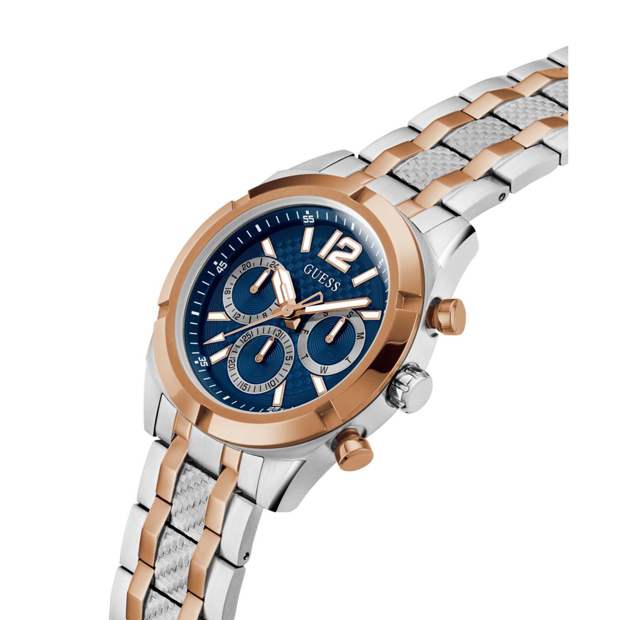 Guess Resistance Blaues Zifferblatt Edelstahlarmband Herren Uhr GW0714G3