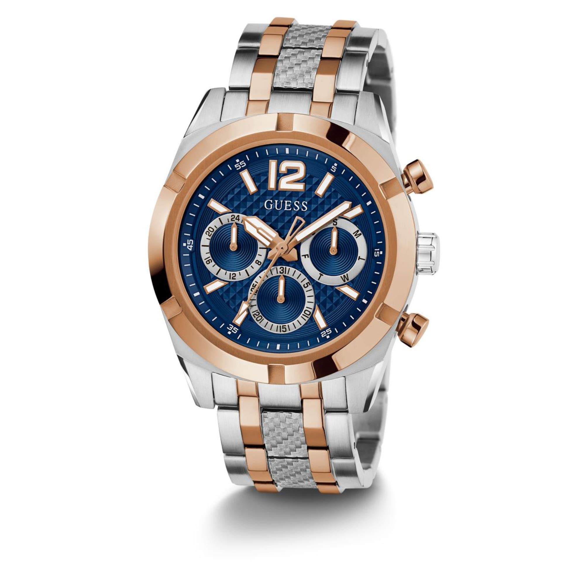 Guess Resistance Blaues Zifferblatt Edelstahlarmband Herren Uhr GW0714G3