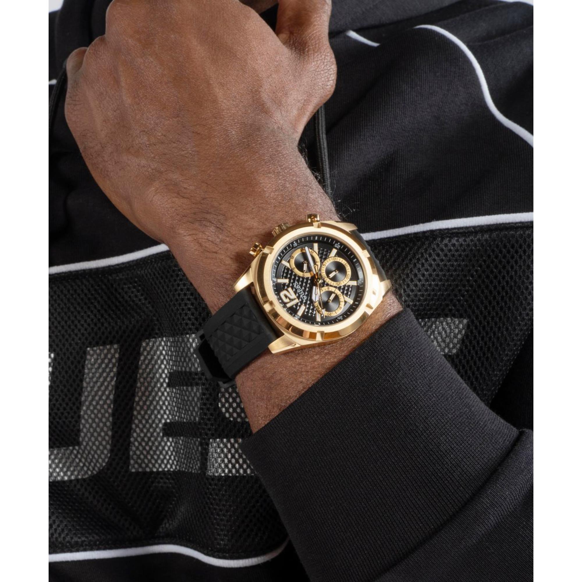 Guess Resistance Schwarzes Zifferblatt Silikonarmband Herren Uhr GW0729G2